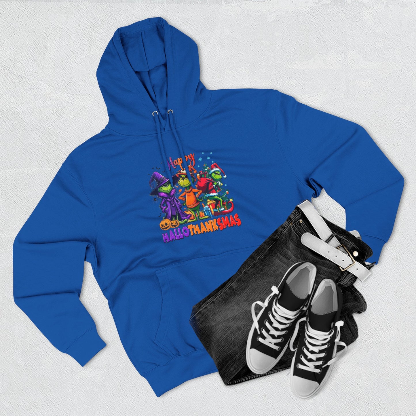 Fleece Hoodie: "Happy HalloThankMas"