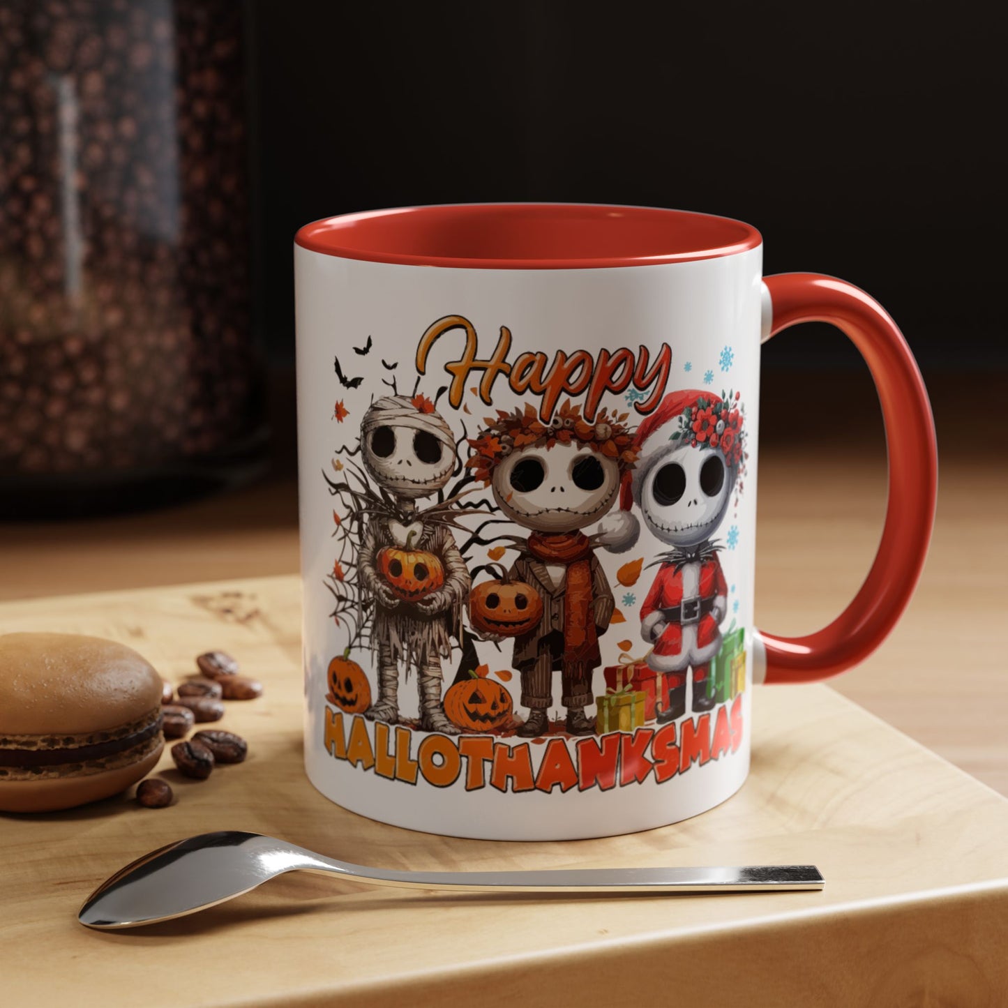 Coffee/Tea Mug 2: "Happy Hallothanksmas" (11oz/15oz)