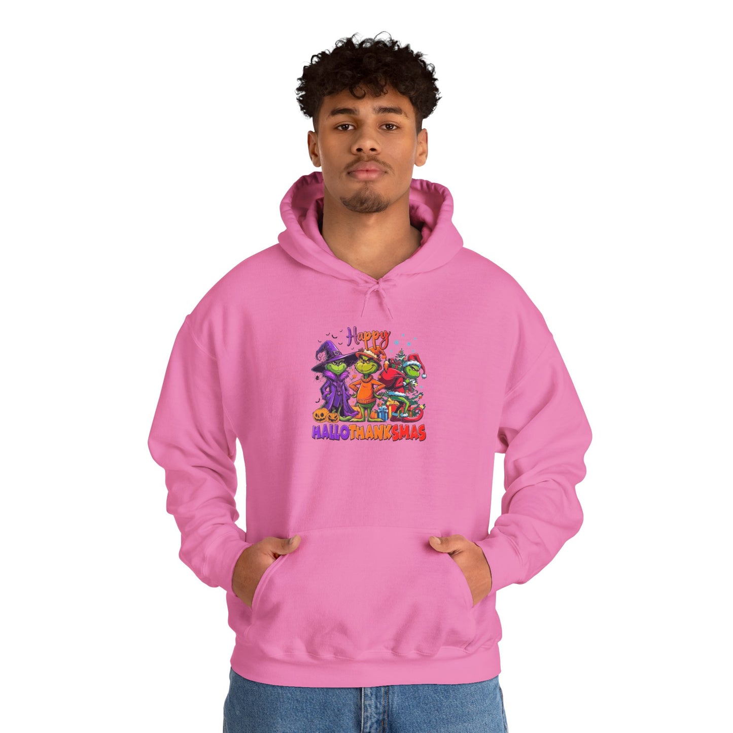 Fleece Hoodie: "Happy HalloThankMas"