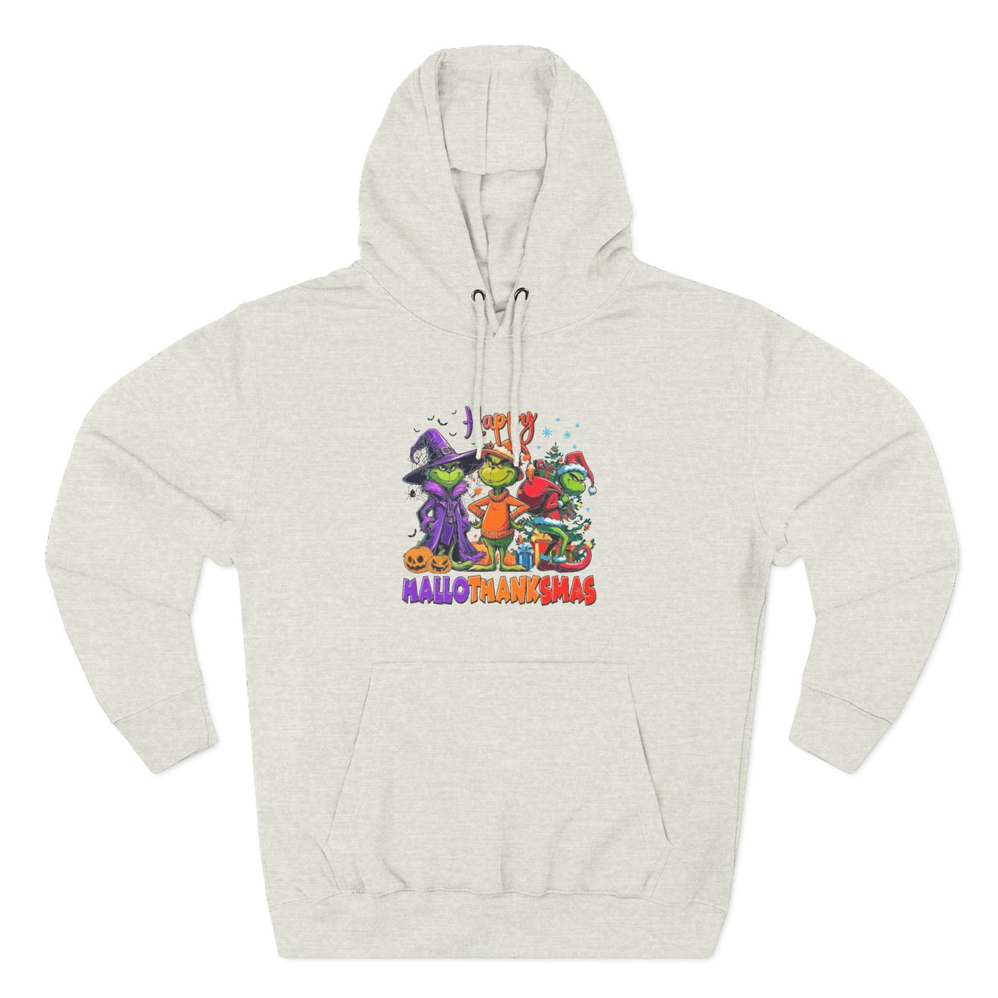 Fleece Hoodie: "Happy HalloThankMas"