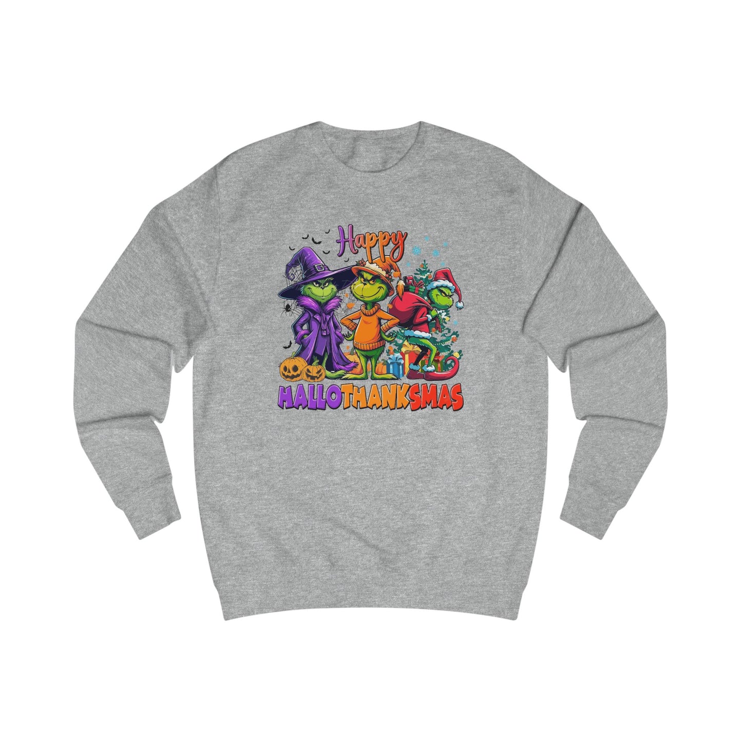 Sweatshirt: "Happy HalloThankMas"
