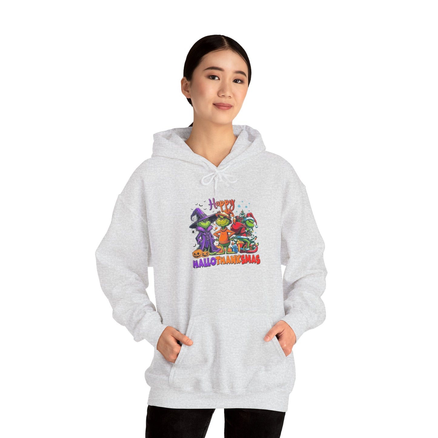 Fleece Hoodie: "Happy HalloThankMas"