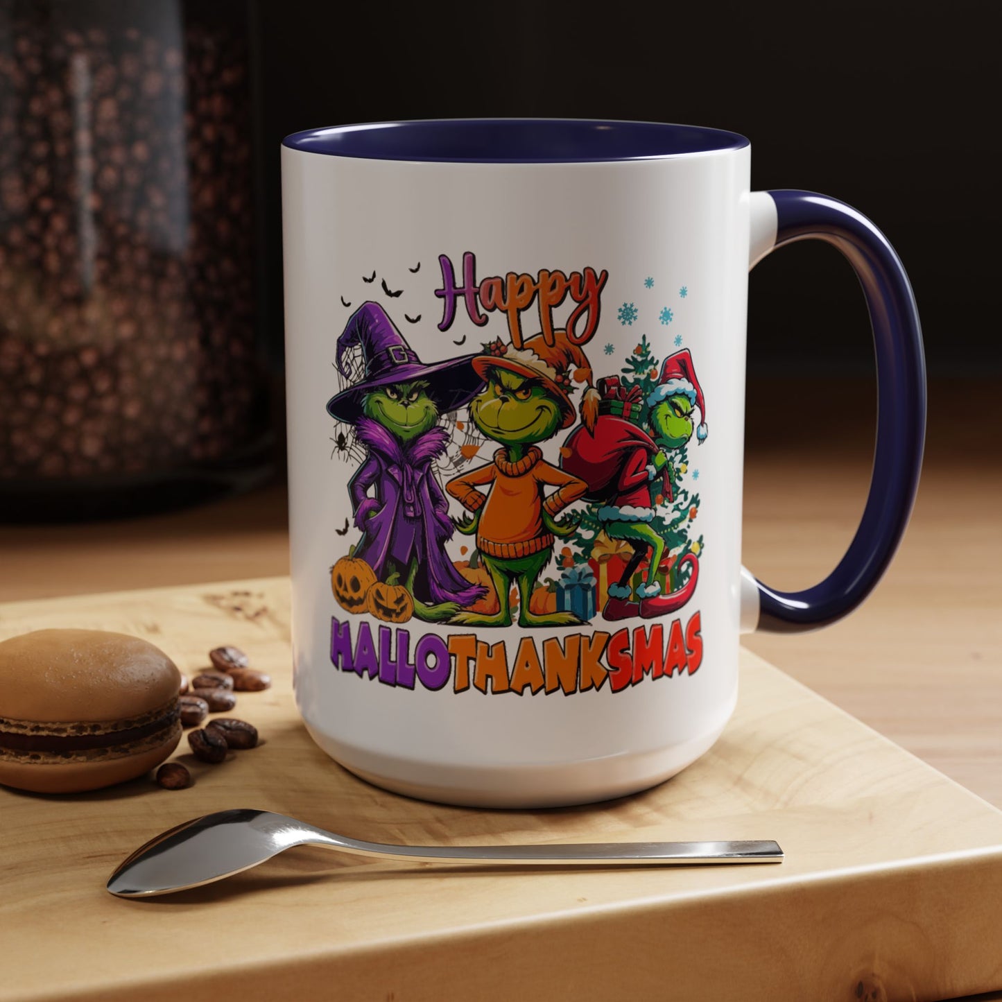 Coffe/Tea Mug: "Happy Hallothanksmas"