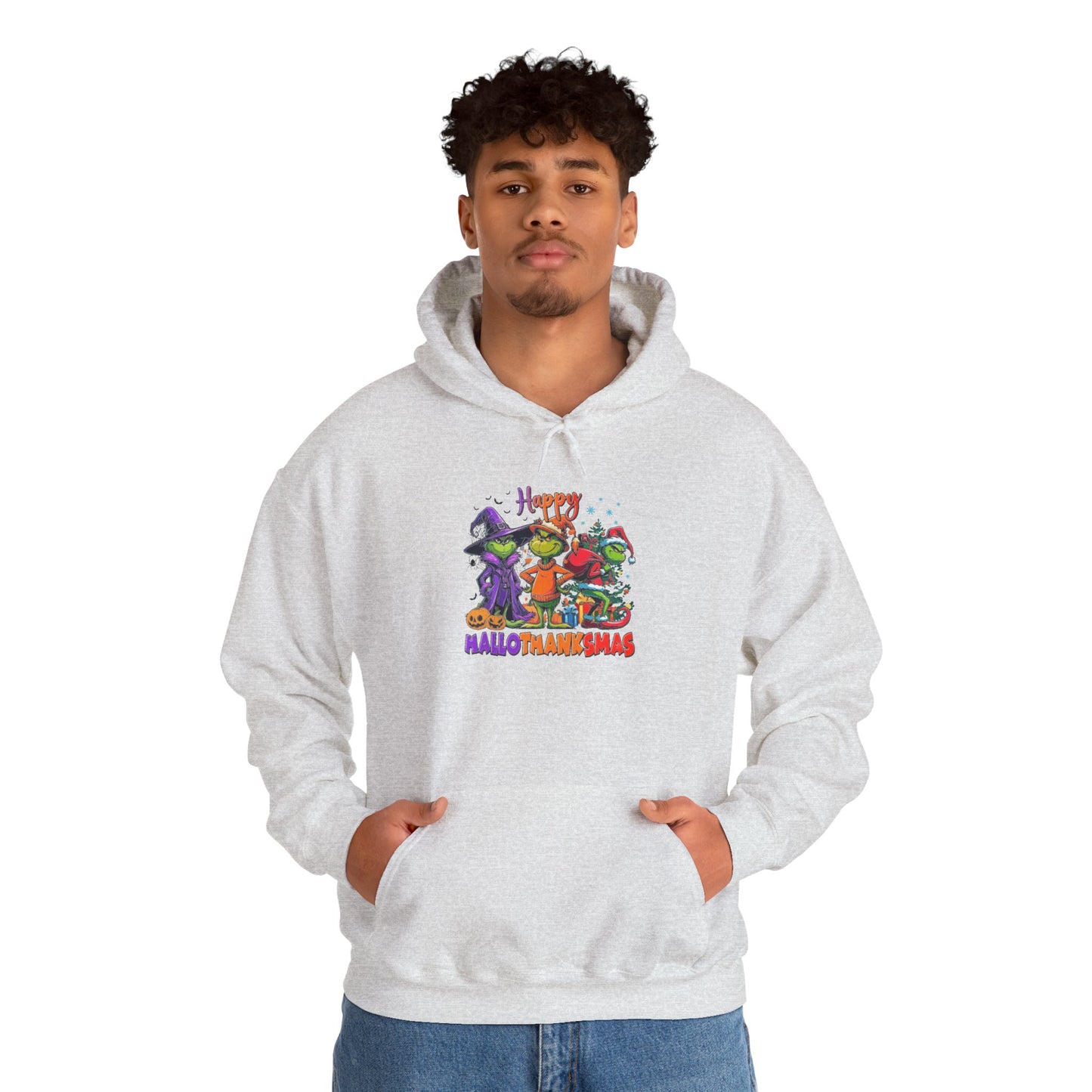 Fleece Hoodie: "Happy HalloThankMas"