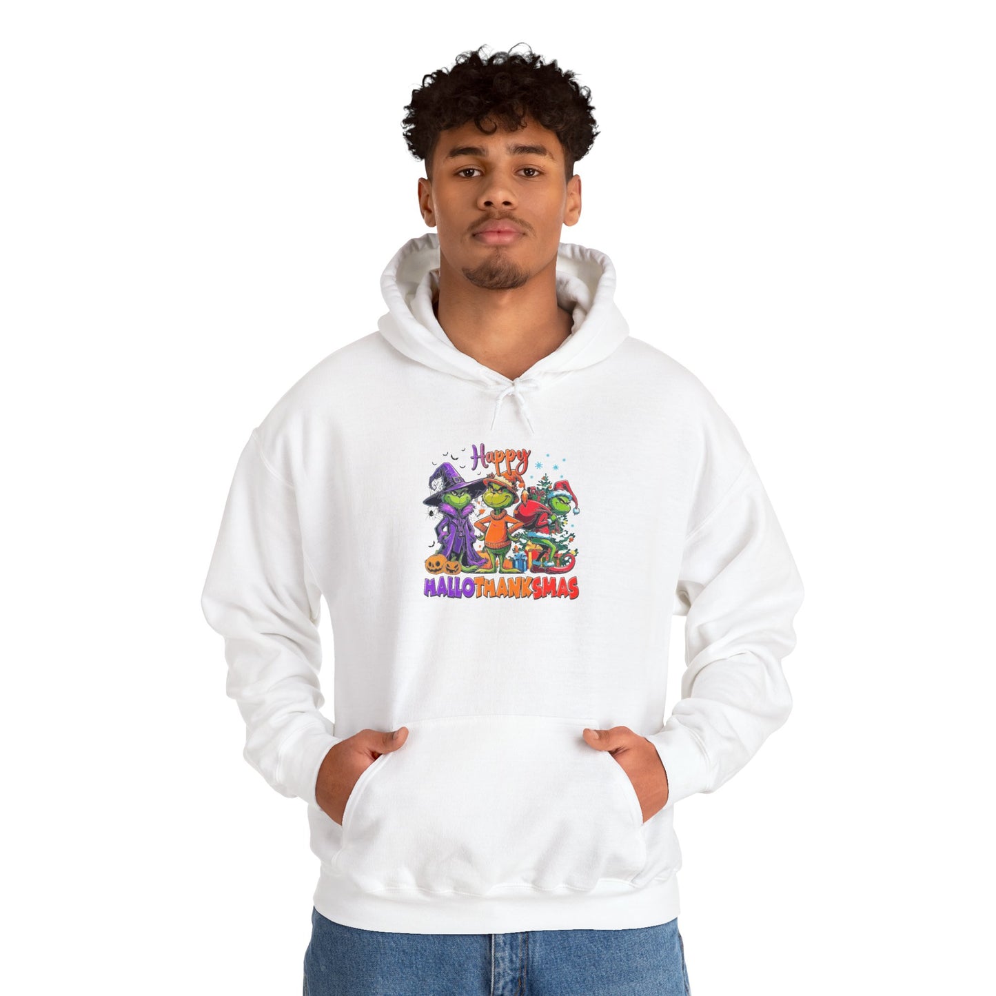 Fleece Hoodie: "Happy HalloThankMas"
