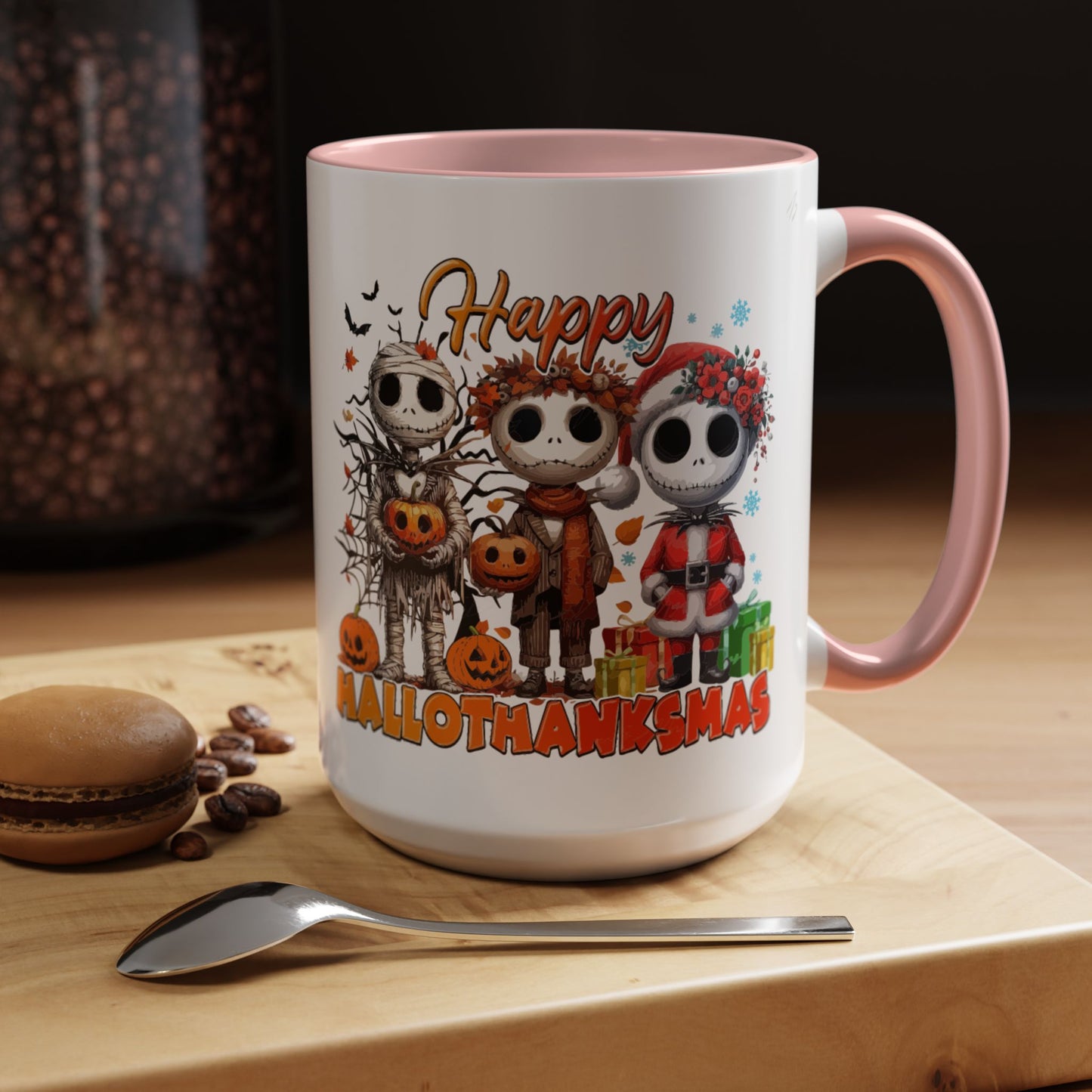Coffee/Tea Mug 2: "Happy Hallothanksmas" (11oz/15oz)