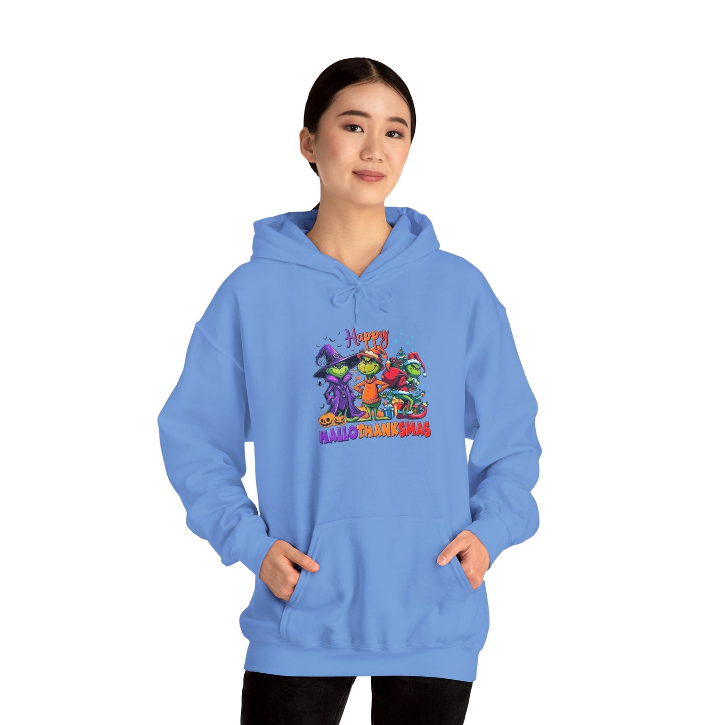 Fleece Hoodie: "Happy HalloThankMas"