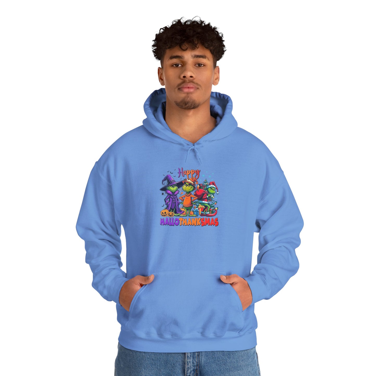 Fleece Hoodie: "Happy HalloThankMas"