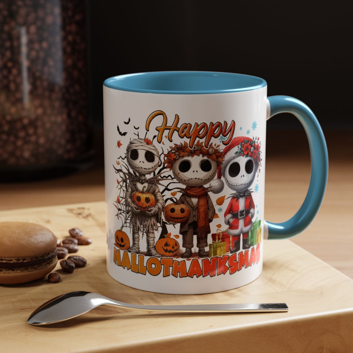 Coffee/Tea Mug 2: "Happy Hallothanksmas" (11oz/15oz)