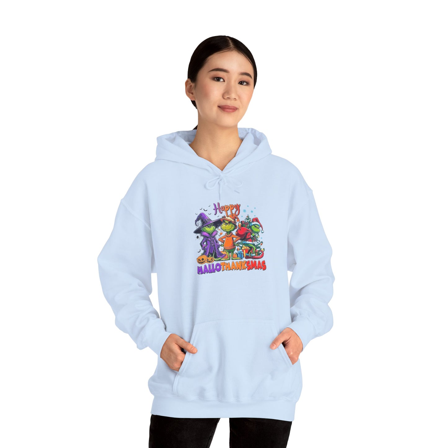 Fleece Hoodie: "Happy HalloThankMas"
