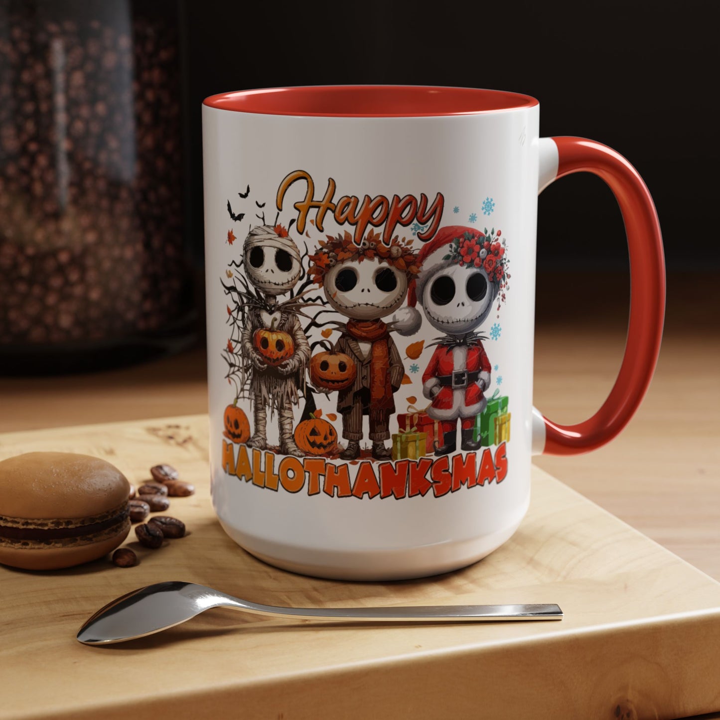 Coffee/Tea Mug 2: "Happy Hallothanksmas" (11oz/15oz)