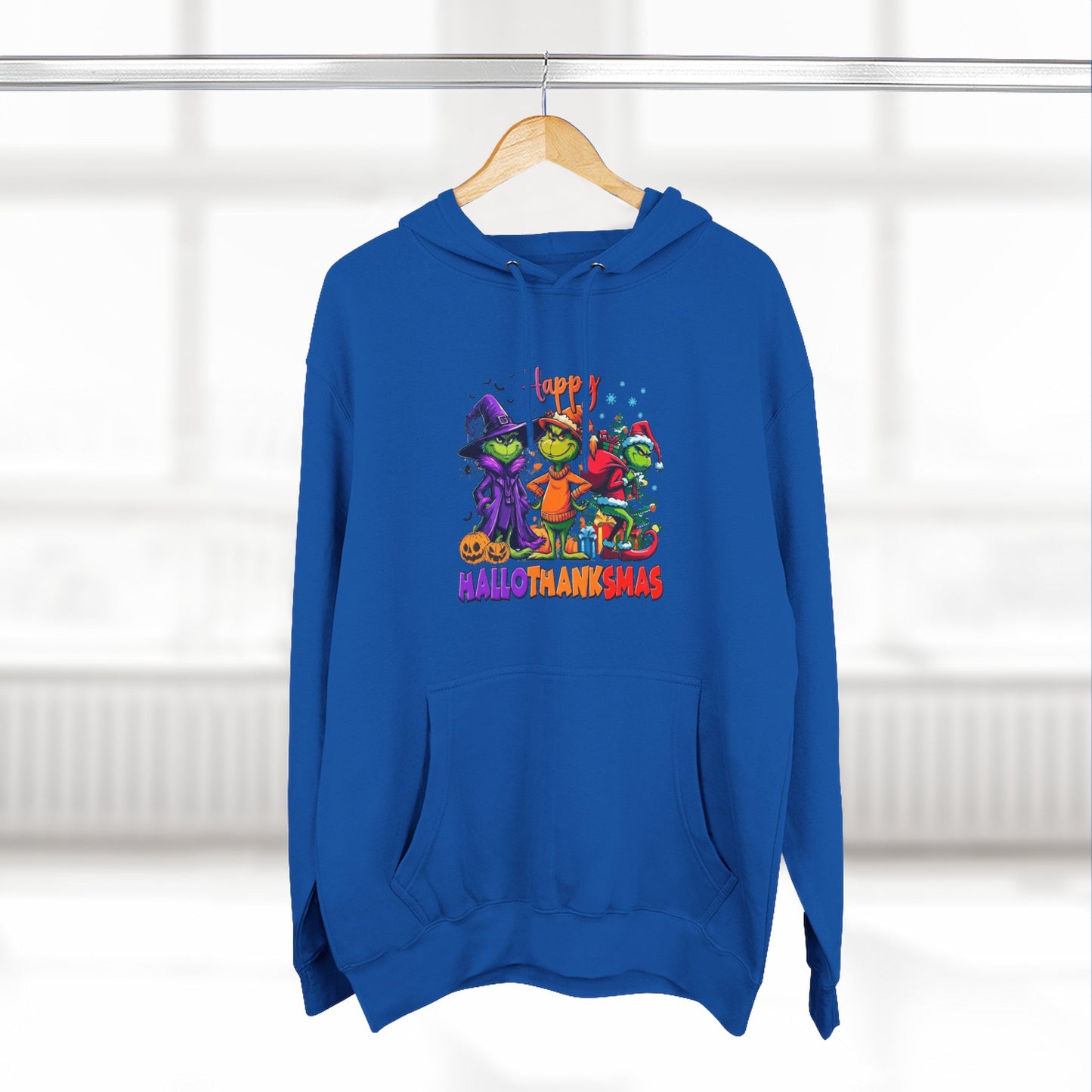 Fleece Hoodie: "Happy HalloThankMas"