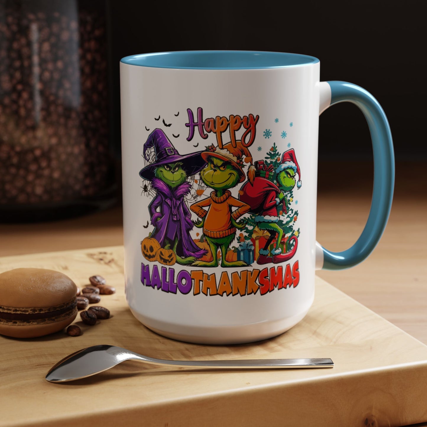 Coffe/Tea Mug: "Happy Hallothanksmas"