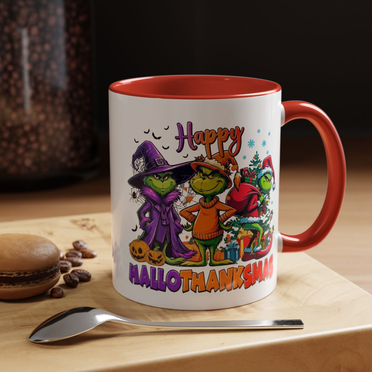 Coffe/Tea Mug: "Happy Hallothanksmas"