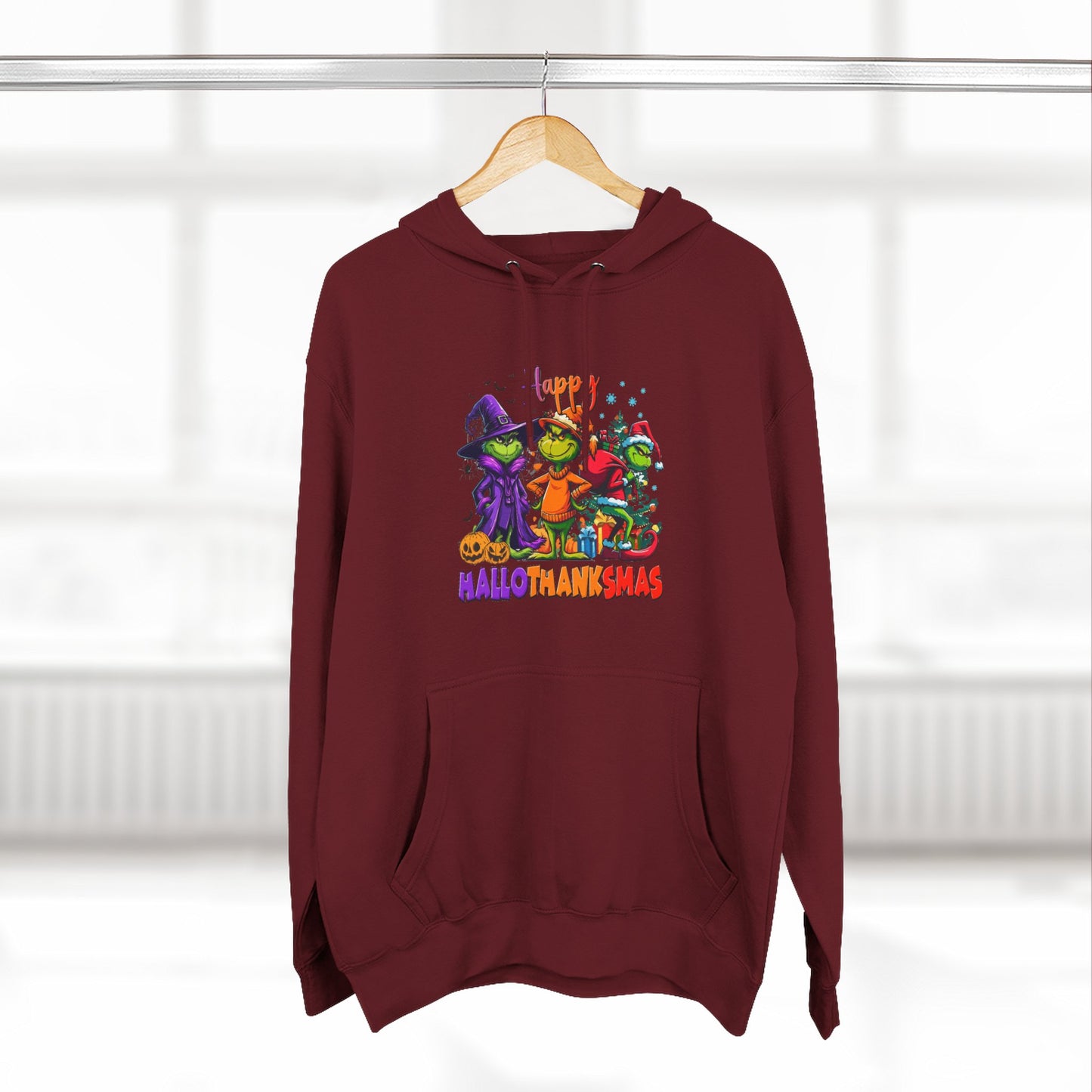 Fleece Hoodie: "Happy HalloThankMas"