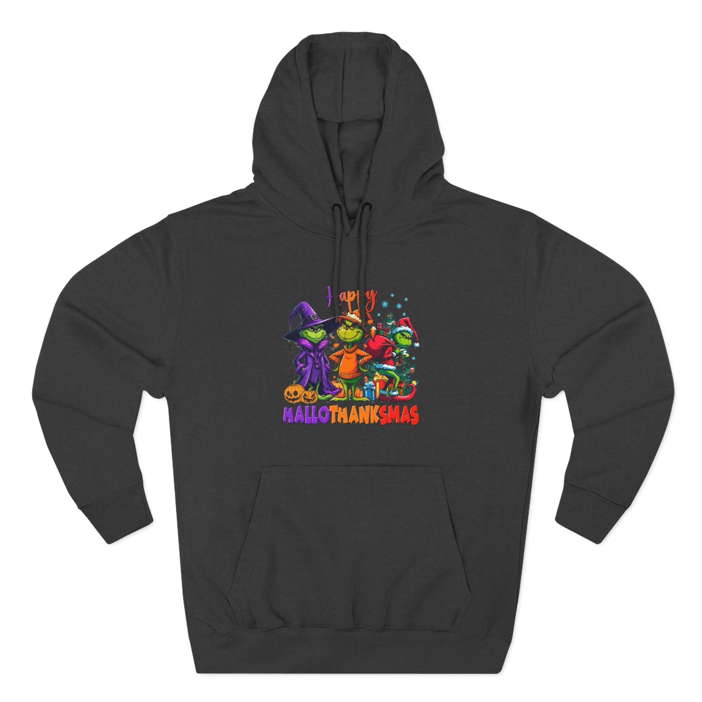 Fleece Hoodie: "Happy HalloThankMas"