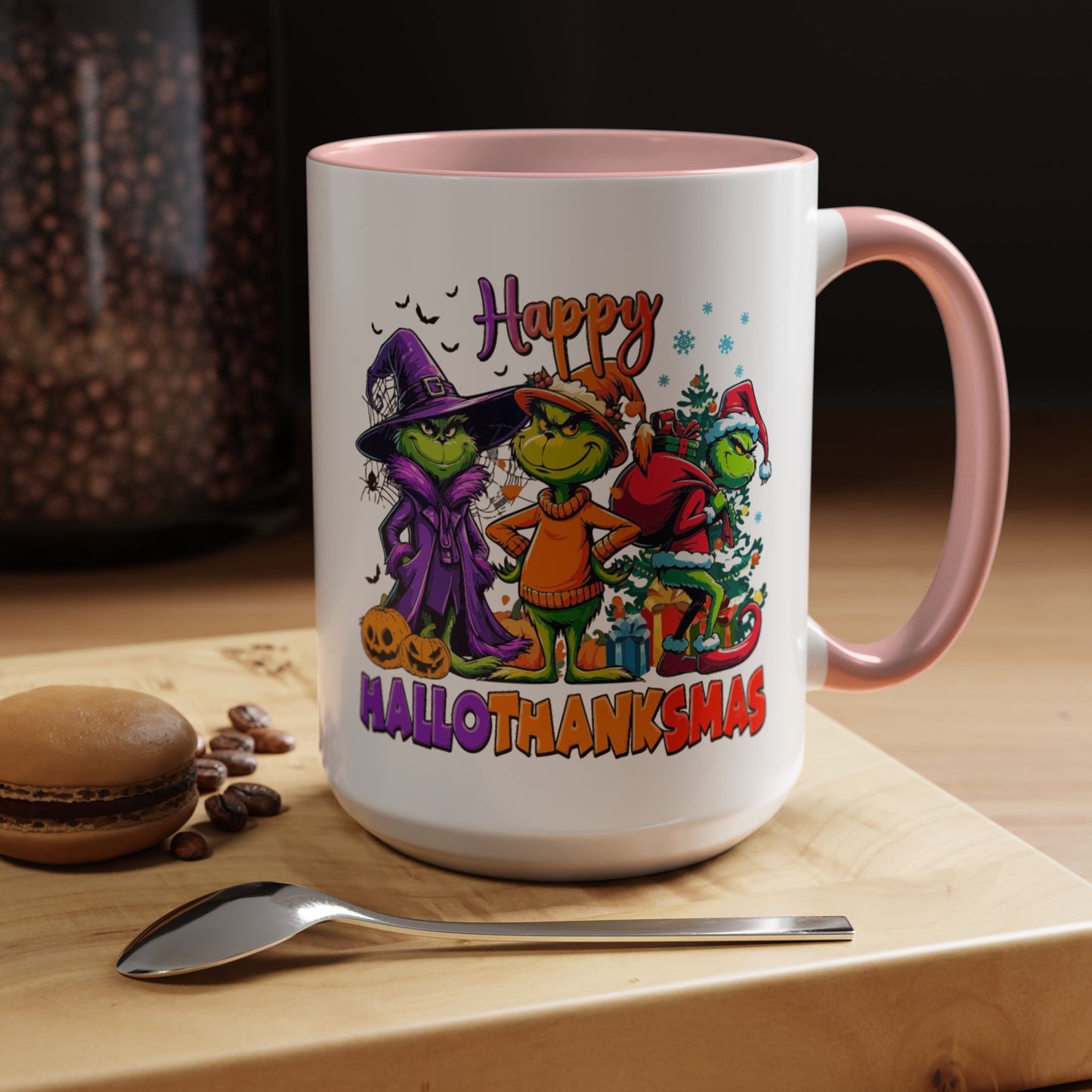 Coffe/Tea Mug: "Happy Hallothanksmas"