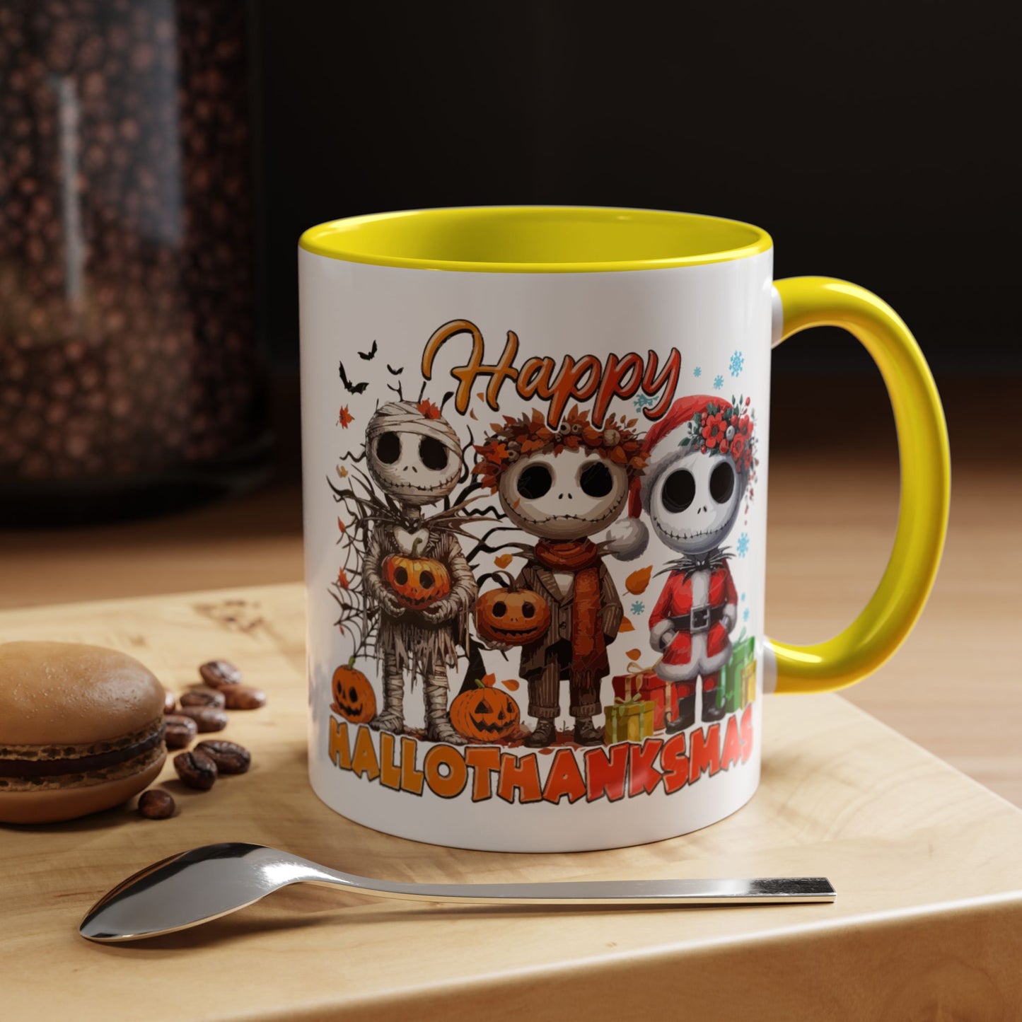 Coffee/Tea Mug 2: "Happy Hallothanksmas" (11oz/15oz)