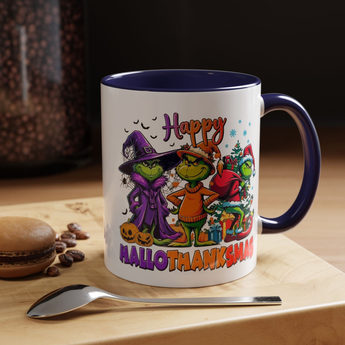Coffe/Tea Mug: "Happy Hallothanksmas"