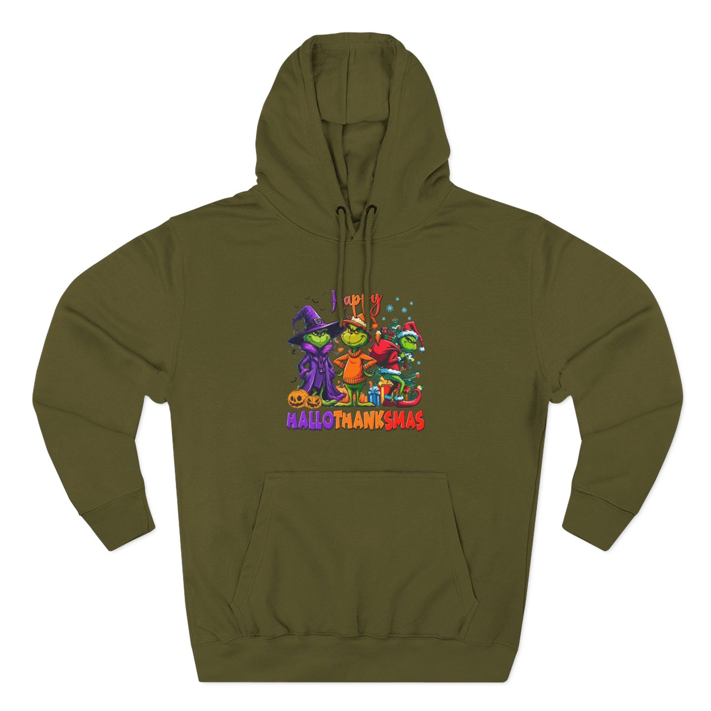Fleece Hoodie: "Happy HalloThankMas"