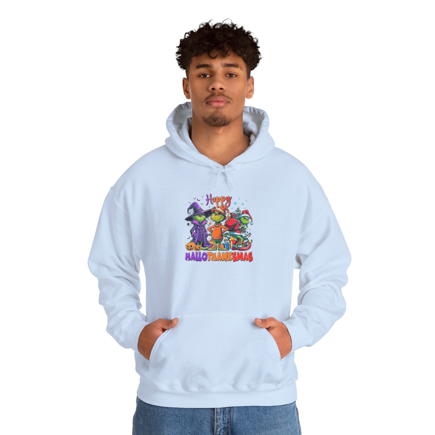 Fleece Hoodie: "Happy HalloThankMas"