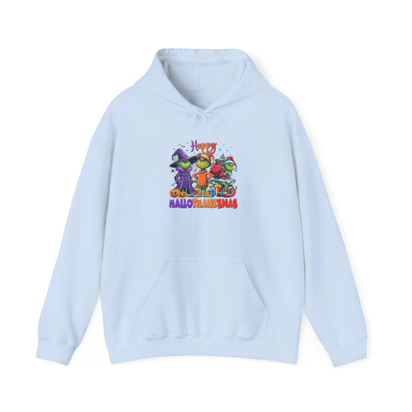 Fleece Hoodie: "Happy HalloThankMas"