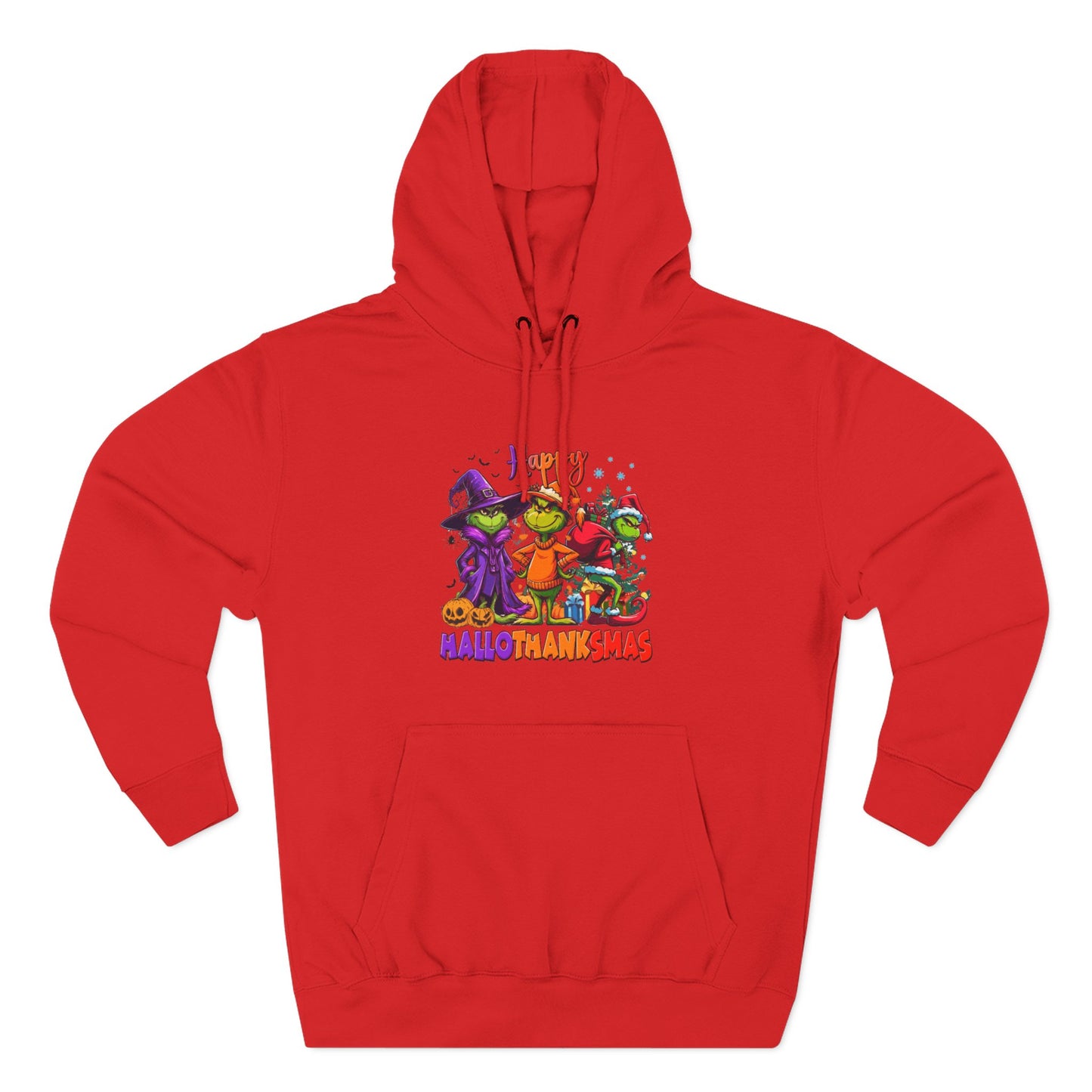 Fleece Hoodie: "Happy HalloThankMas"