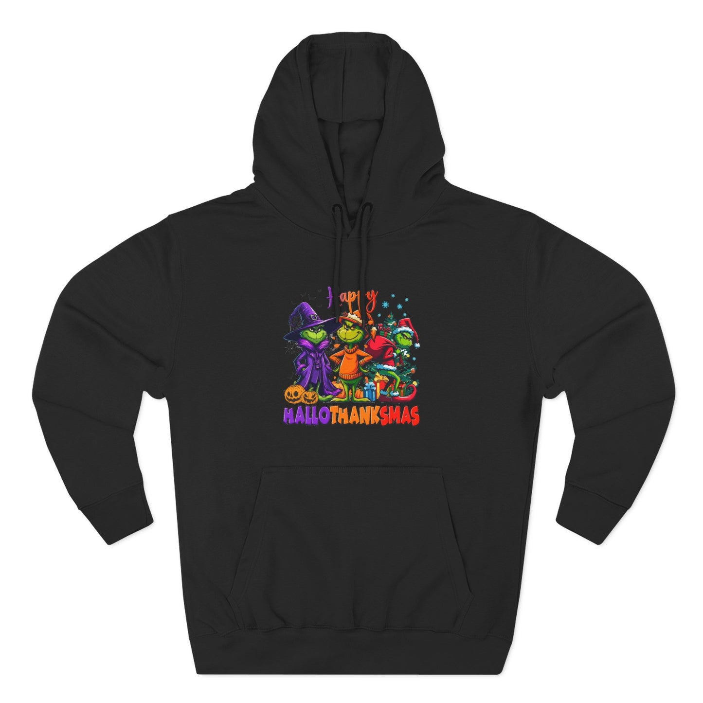 Fleece Hoodie: "Happy HalloThankMas"