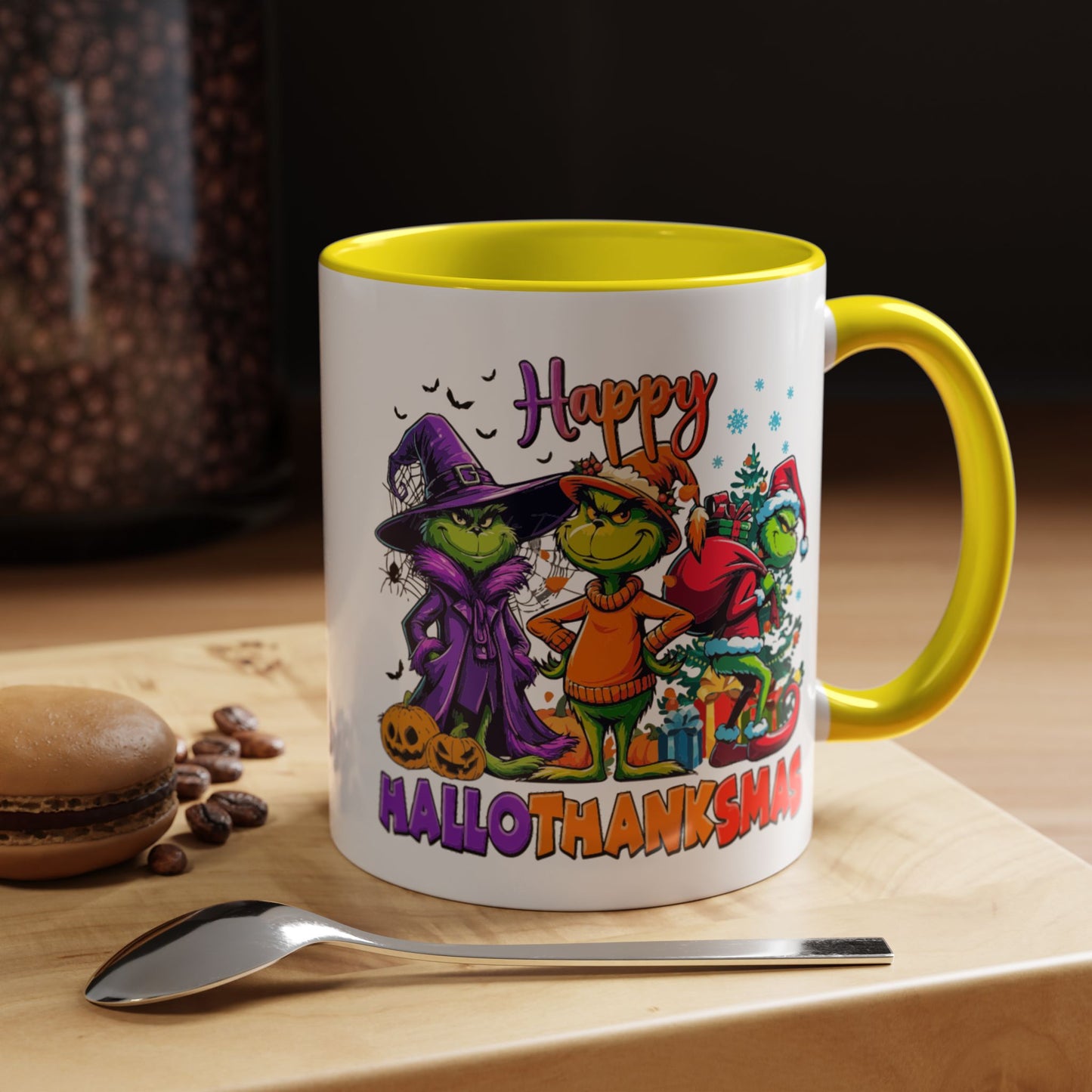 Coffe/Tea Mug: "Happy Hallothanksmas"