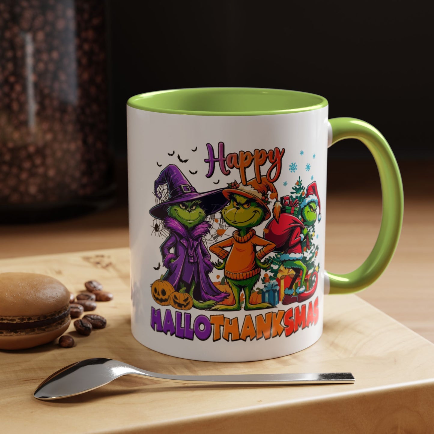 Coffe/Tea Mug: "Happy Hallothanksmas"