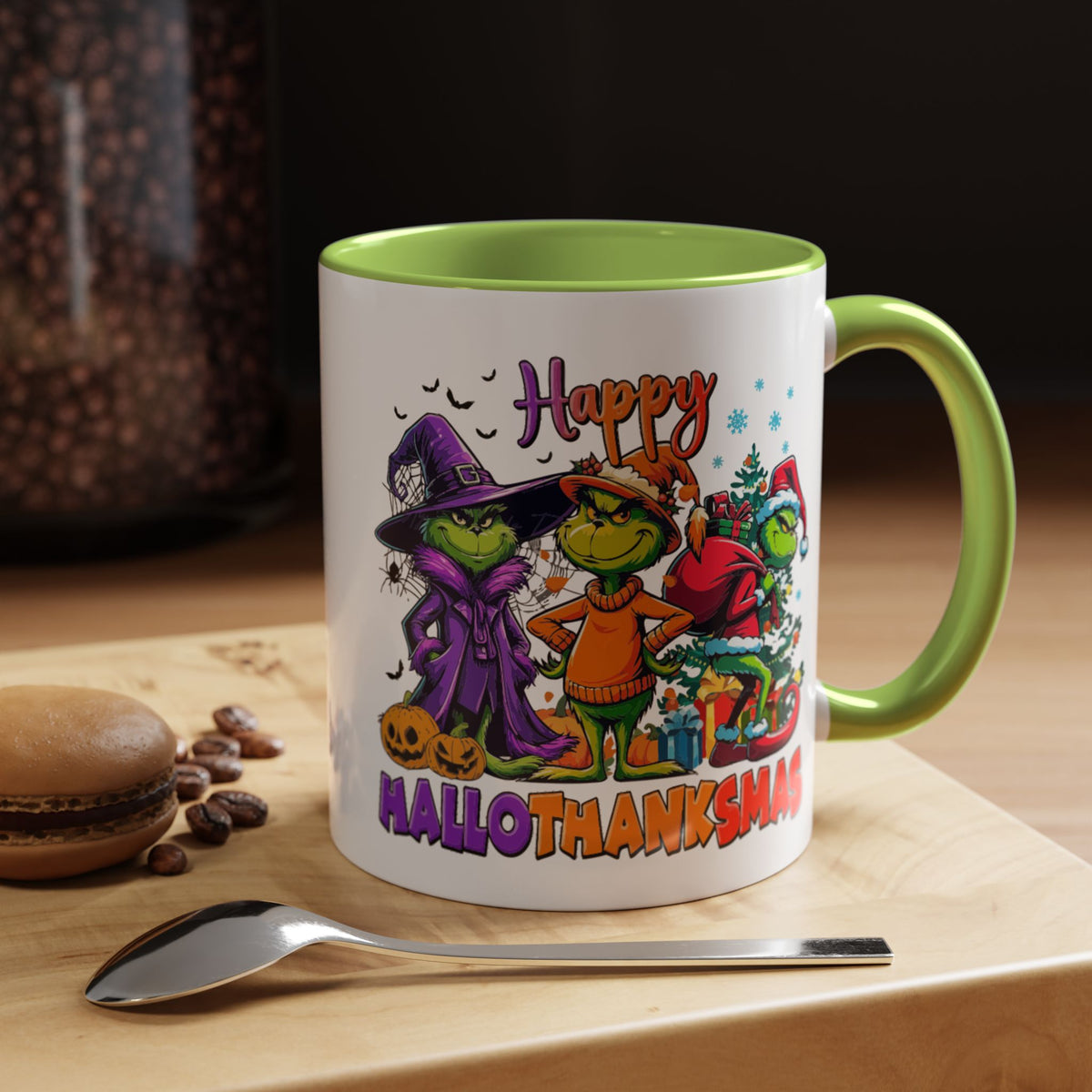 Coffee/Tea Mug: "Happy Hallothanksmas" (11oz/15oz)