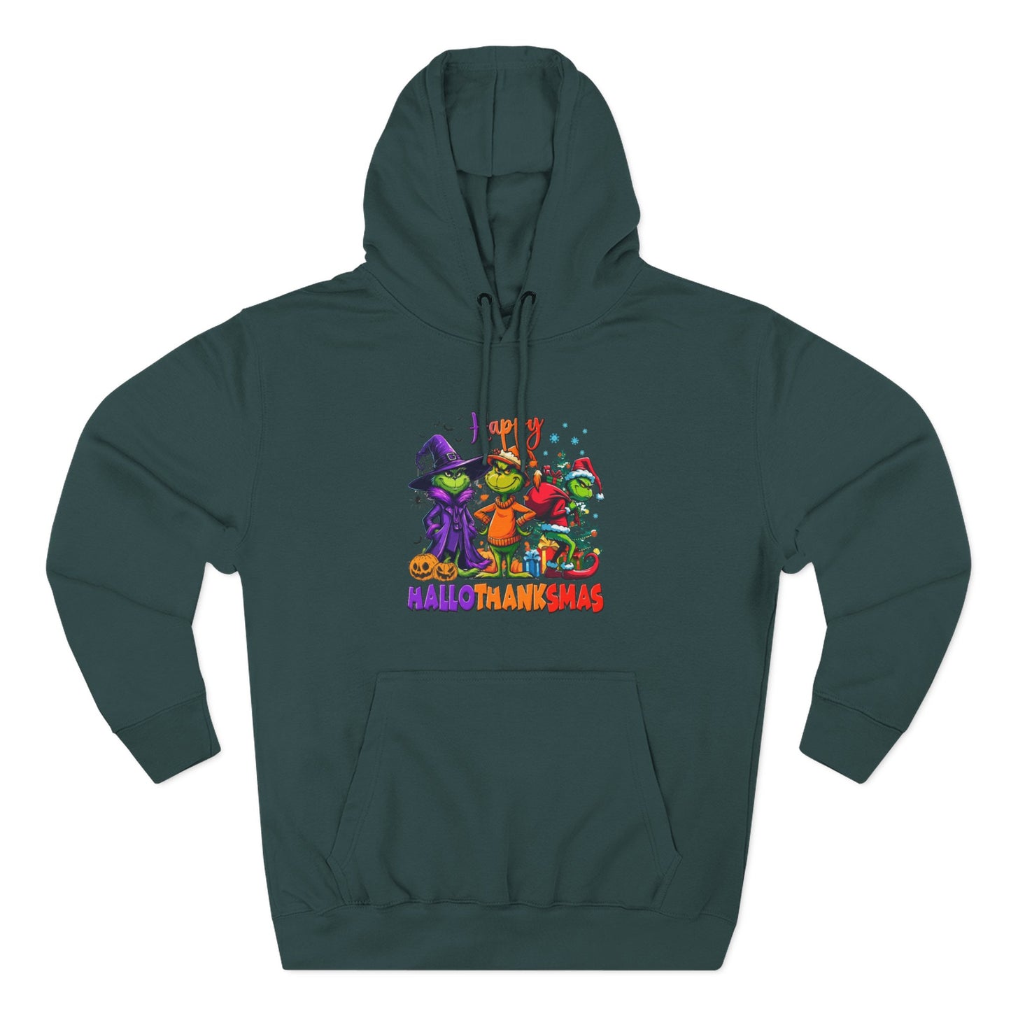 Fleece Hoodie: "Happy HalloThankMas"