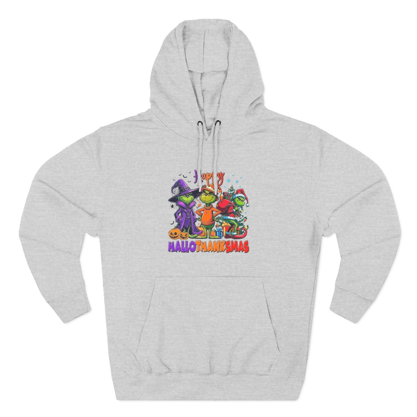 Fleece Hoodie: "Happy HalloThankMas"