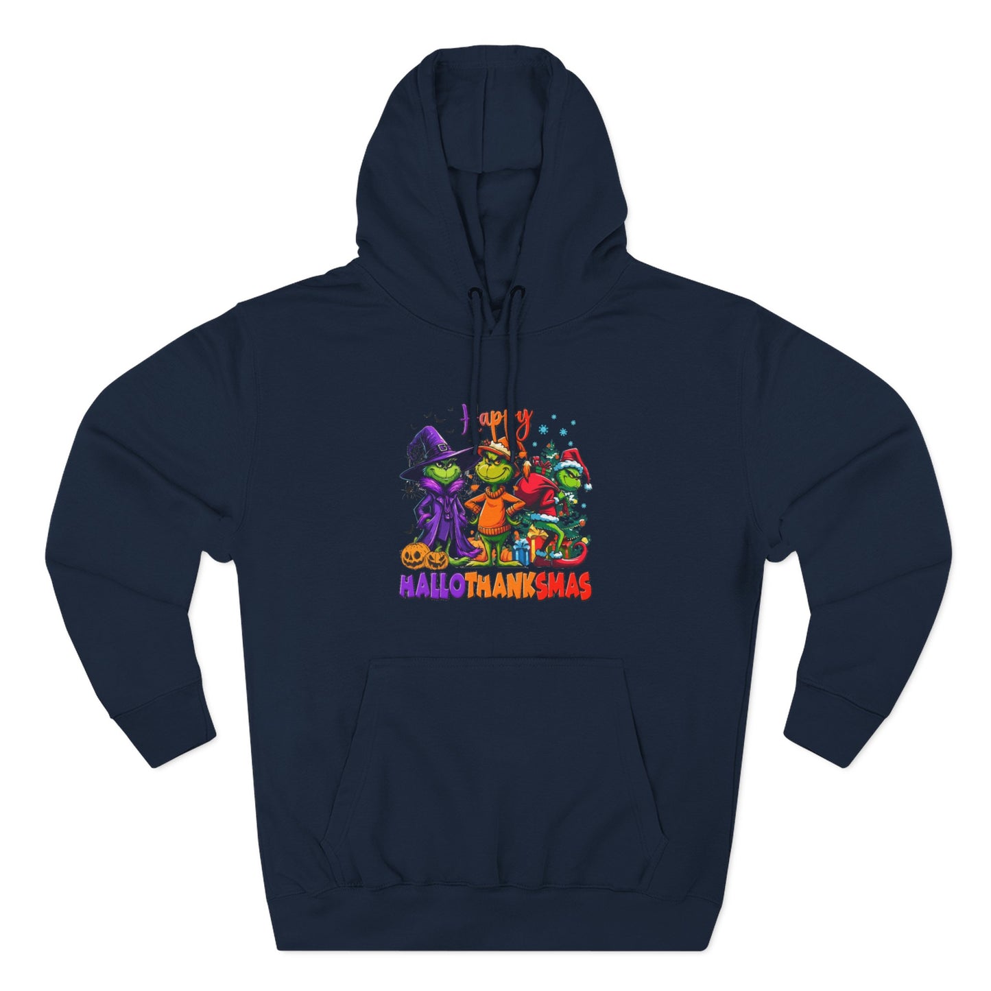 Fleece Hoodie: "Happy HalloThankMas"