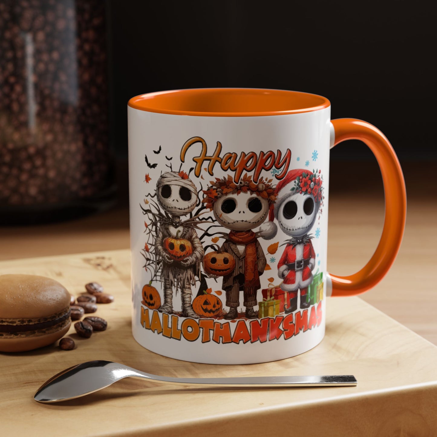 Coffee/Tea Mug 2: "Happy Hallothanksmas" (11oz/15oz)