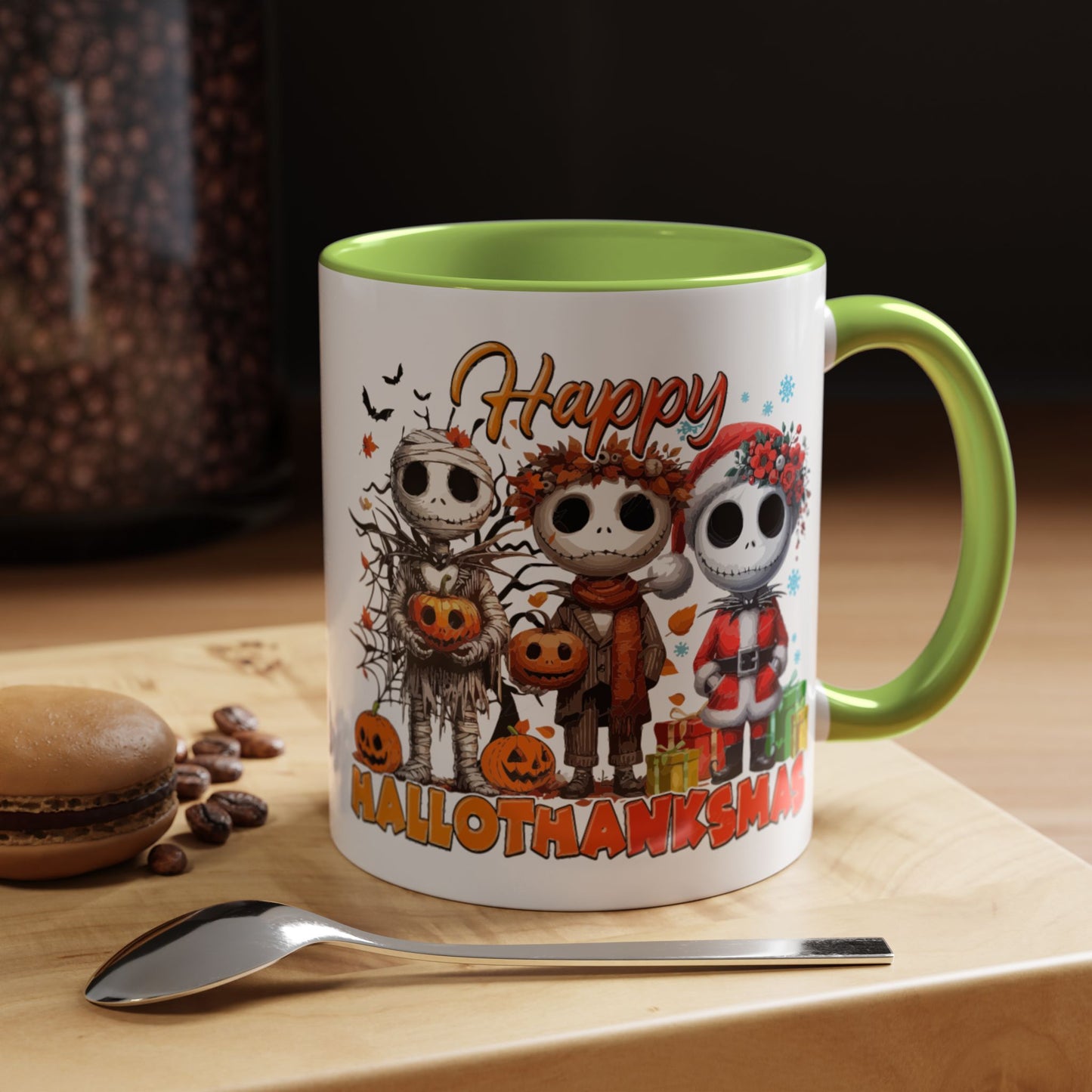 Coffee/Tea Mug 2: "Happy Hallothanksmas" (11oz/15oz)