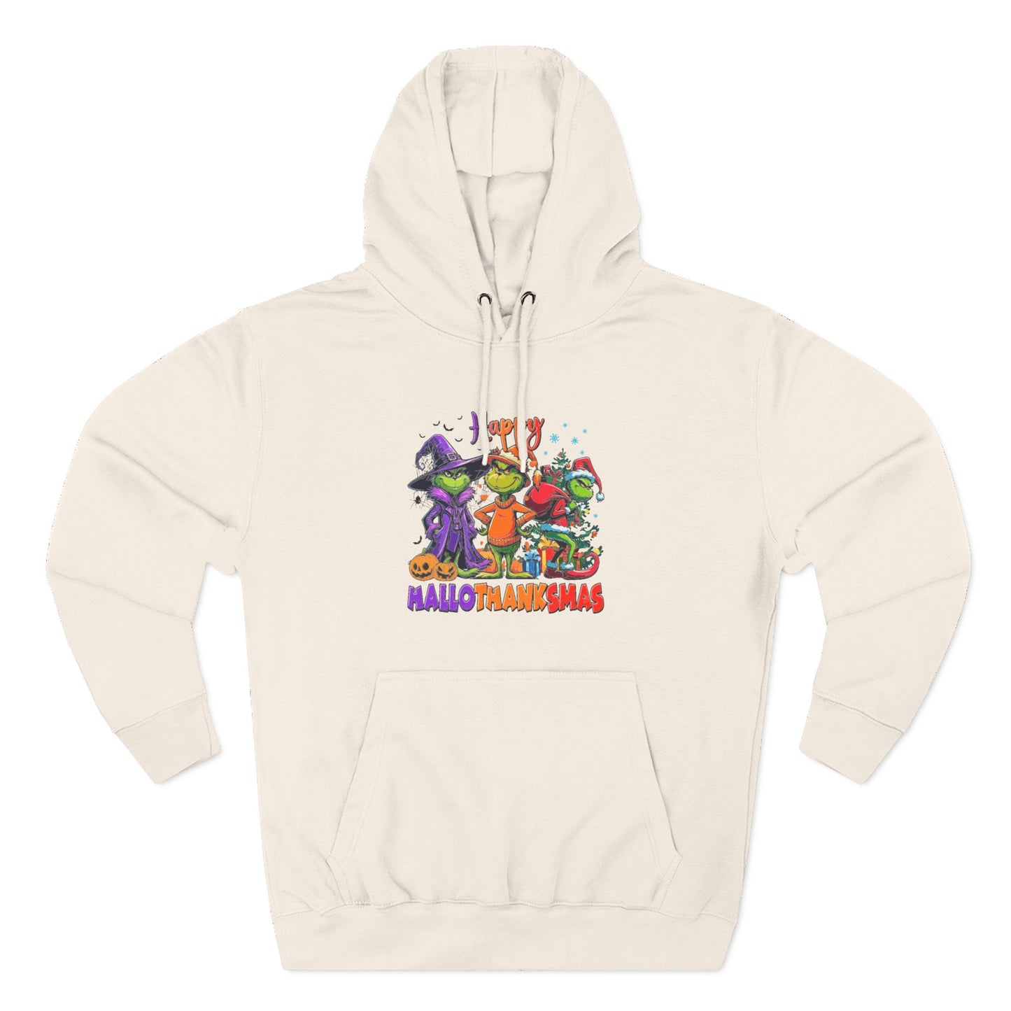 Fleece Hoodie: "Happy HalloThankMas"