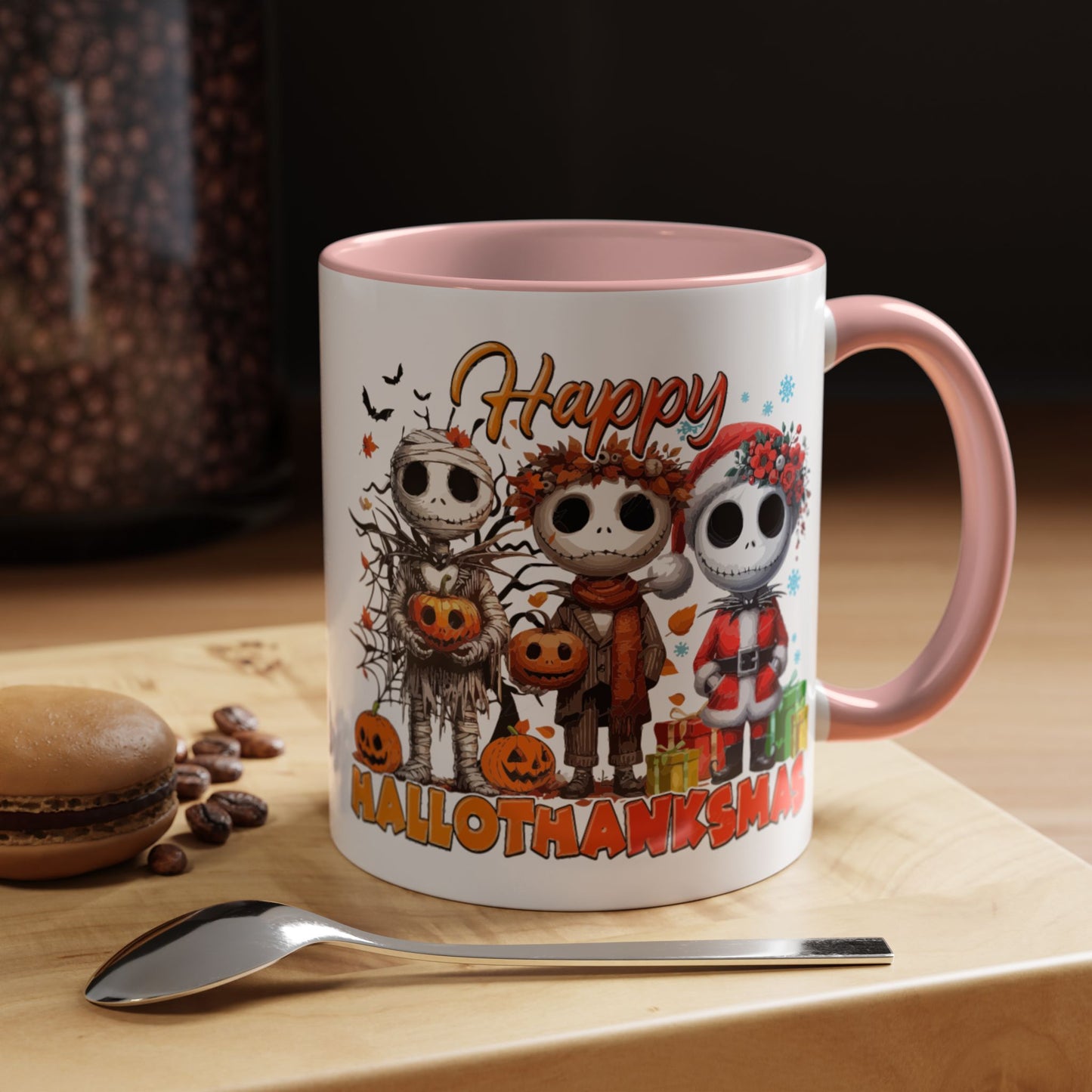 Coffee/Tea Mug 2: "Happy Hallothanksmas" (11oz/15oz)