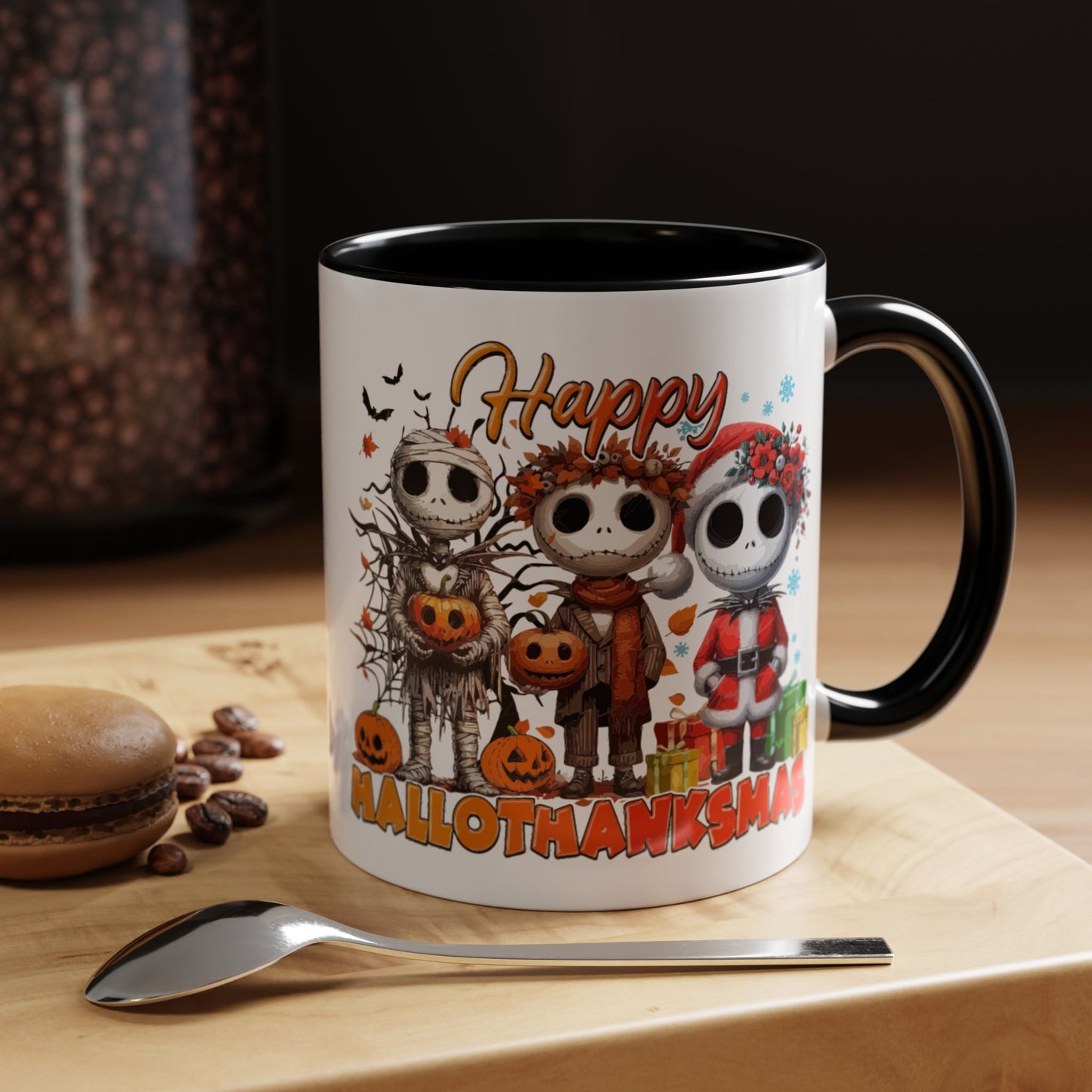 Coffee/Tea Mug 2: "Happy Hallothanksmas" (11oz/15oz)