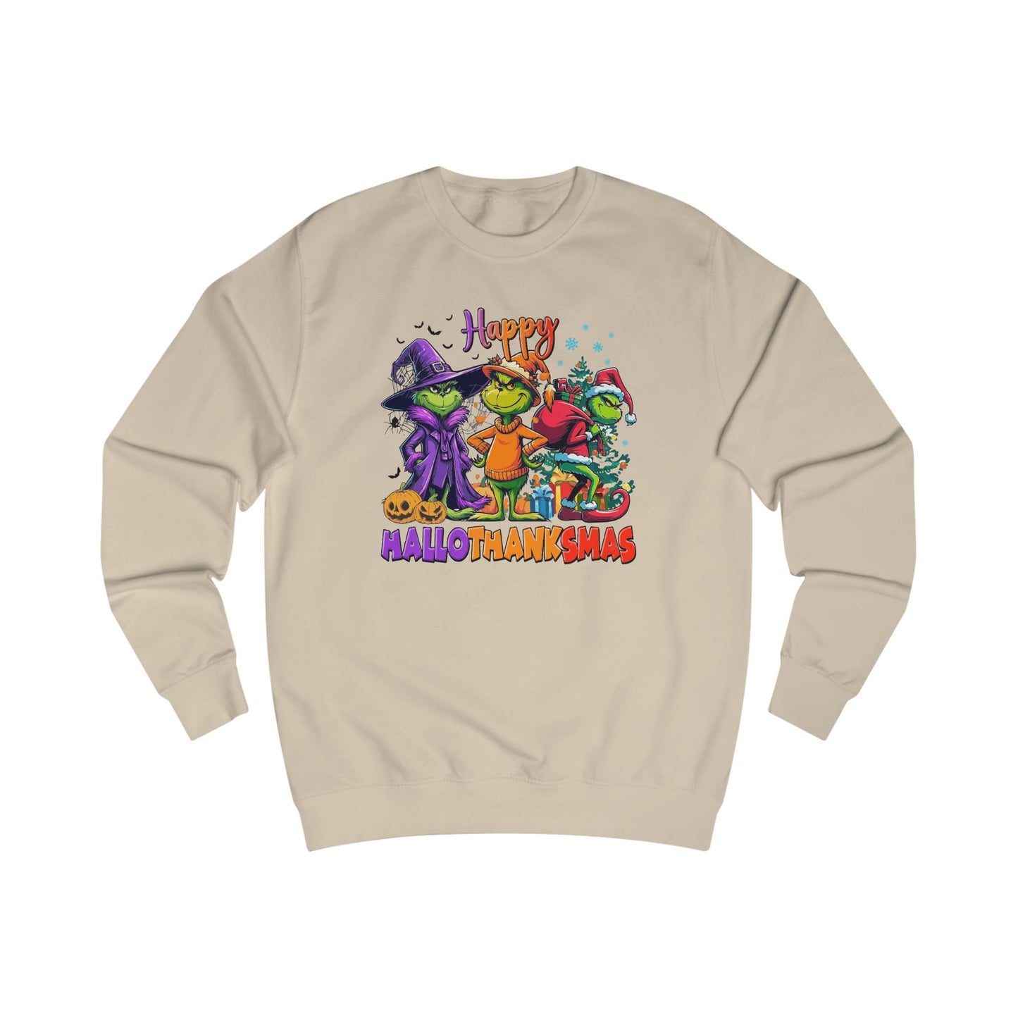Sweatshirt: "Happy HalloThankMas"