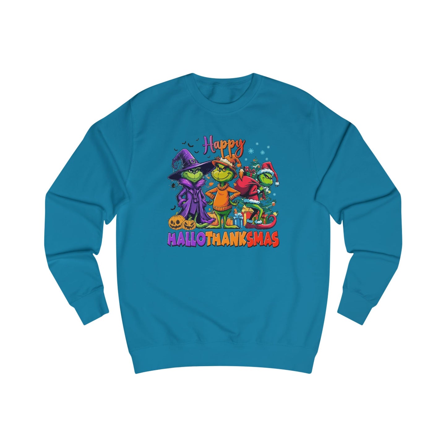 Sweatshirt: "Happy HalloThankMas"
