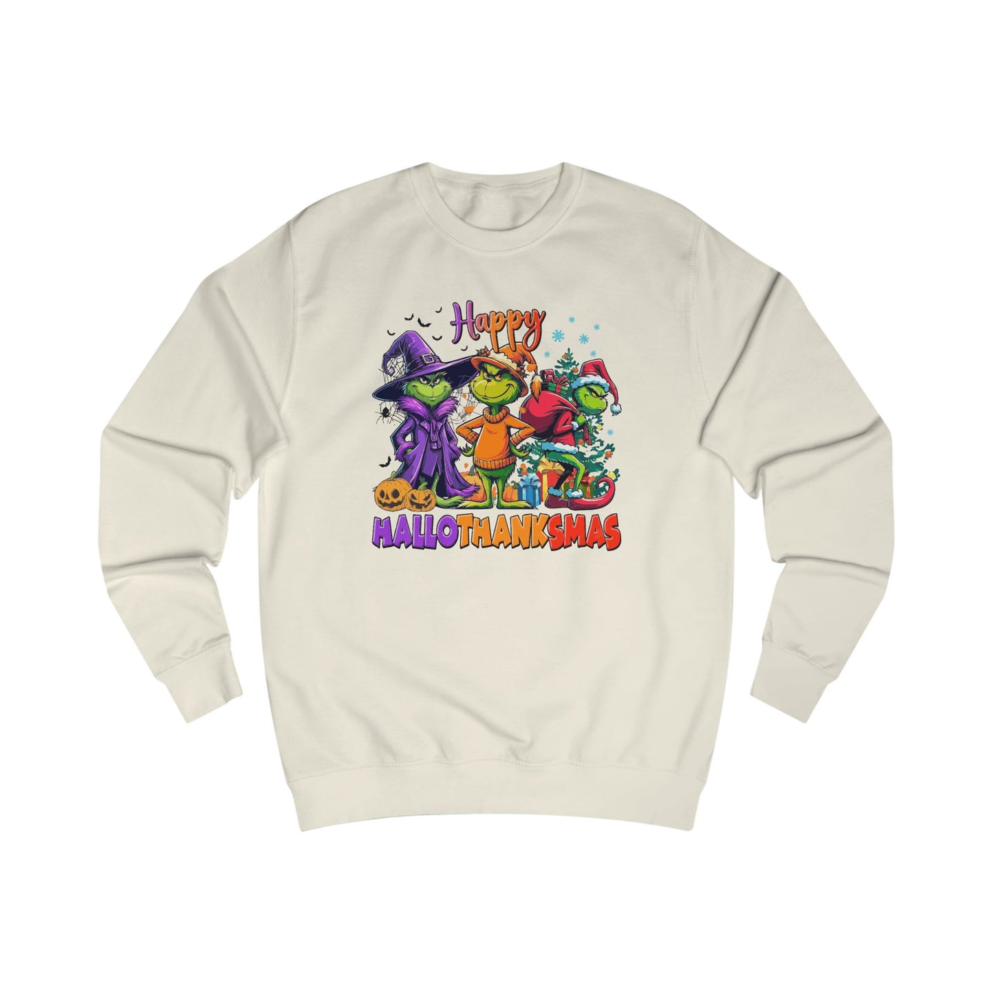 Sweatshirt: "Happy HalloThankMas"