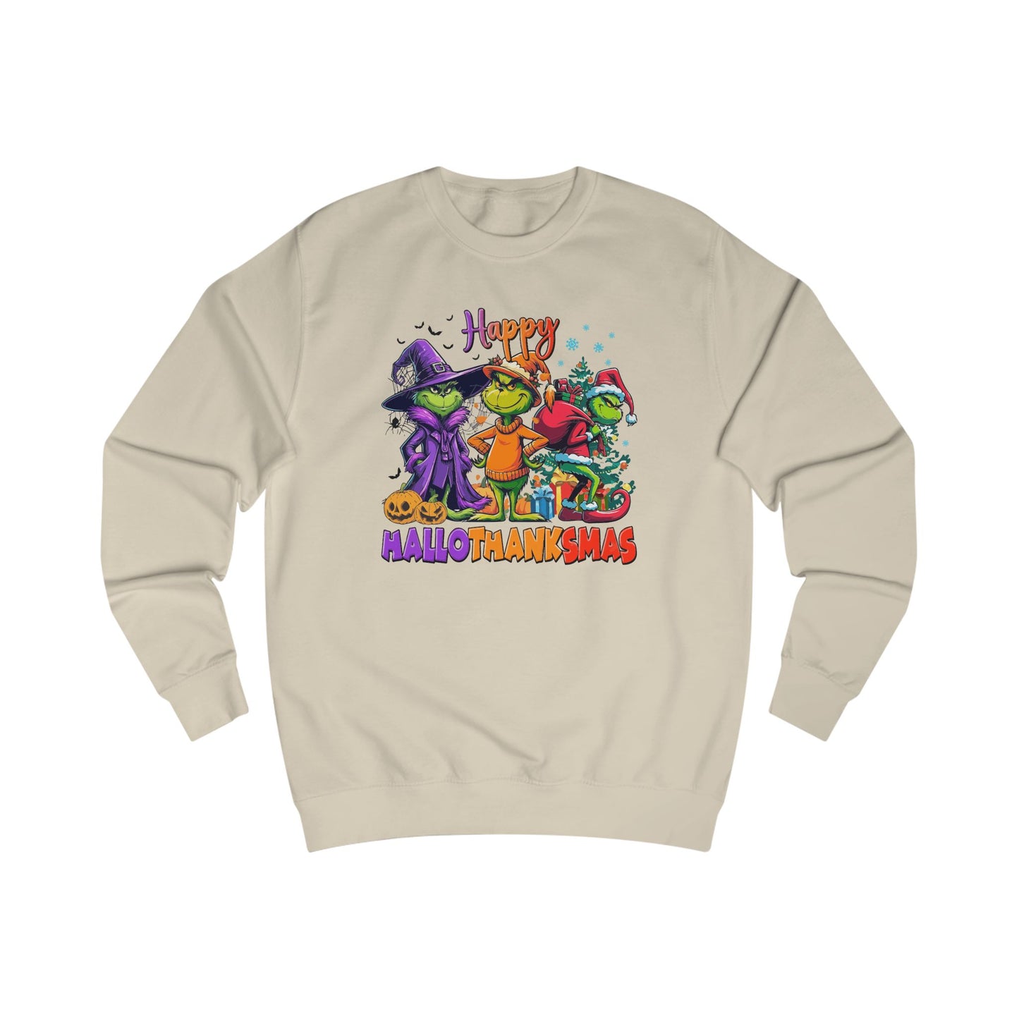 Sweatshirt: "Happy HalloThankMas"