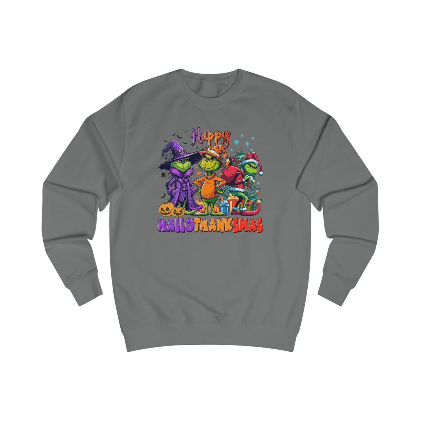 Sweatshirt: "Happy HalloThankMas"