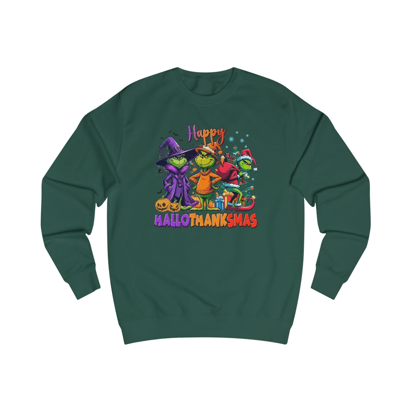Sweatshirt: "Happy HalloThankMas"