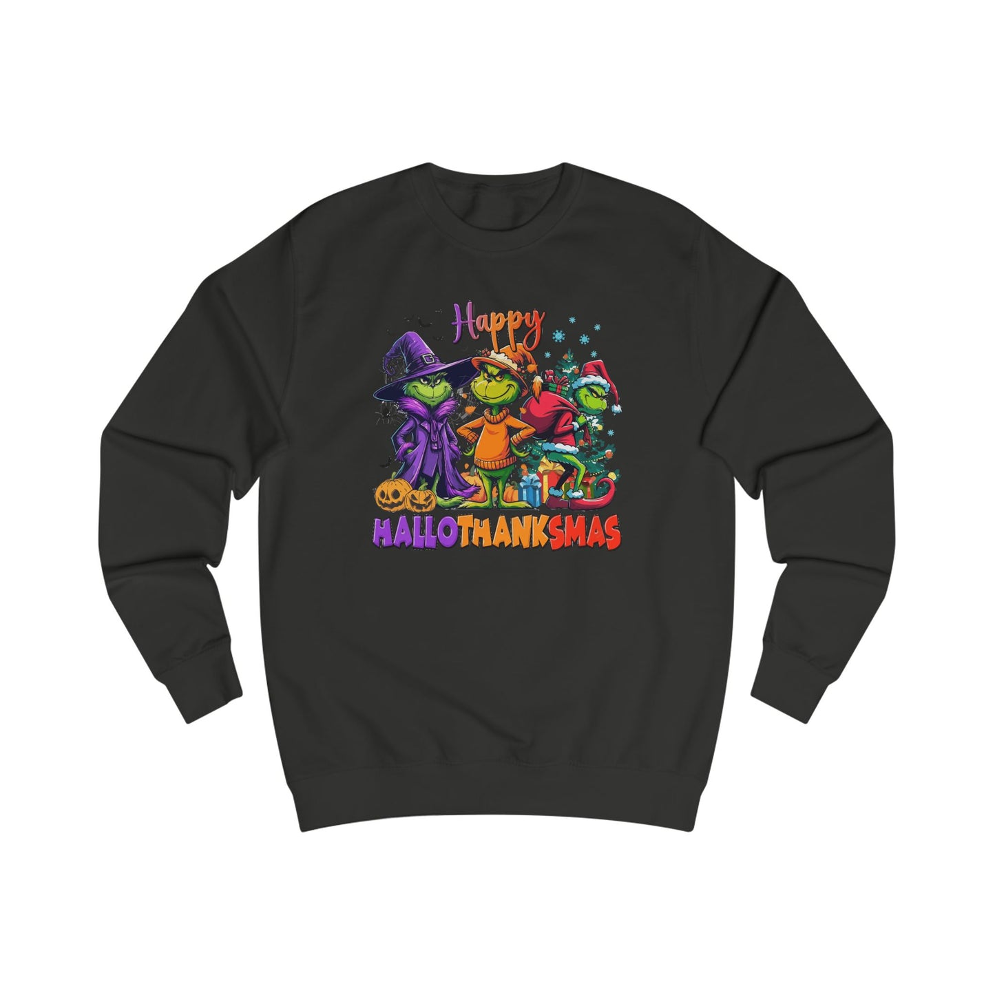Sweatshirt: "Happy HalloThankMas"