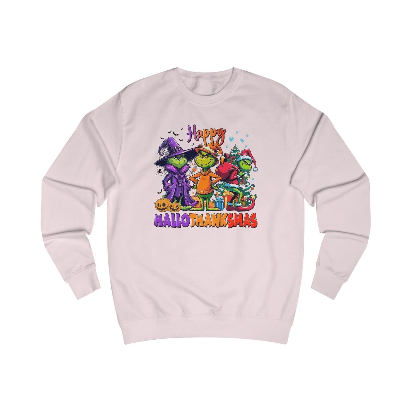 Sweatshirt: "Happy HalloThankMas"