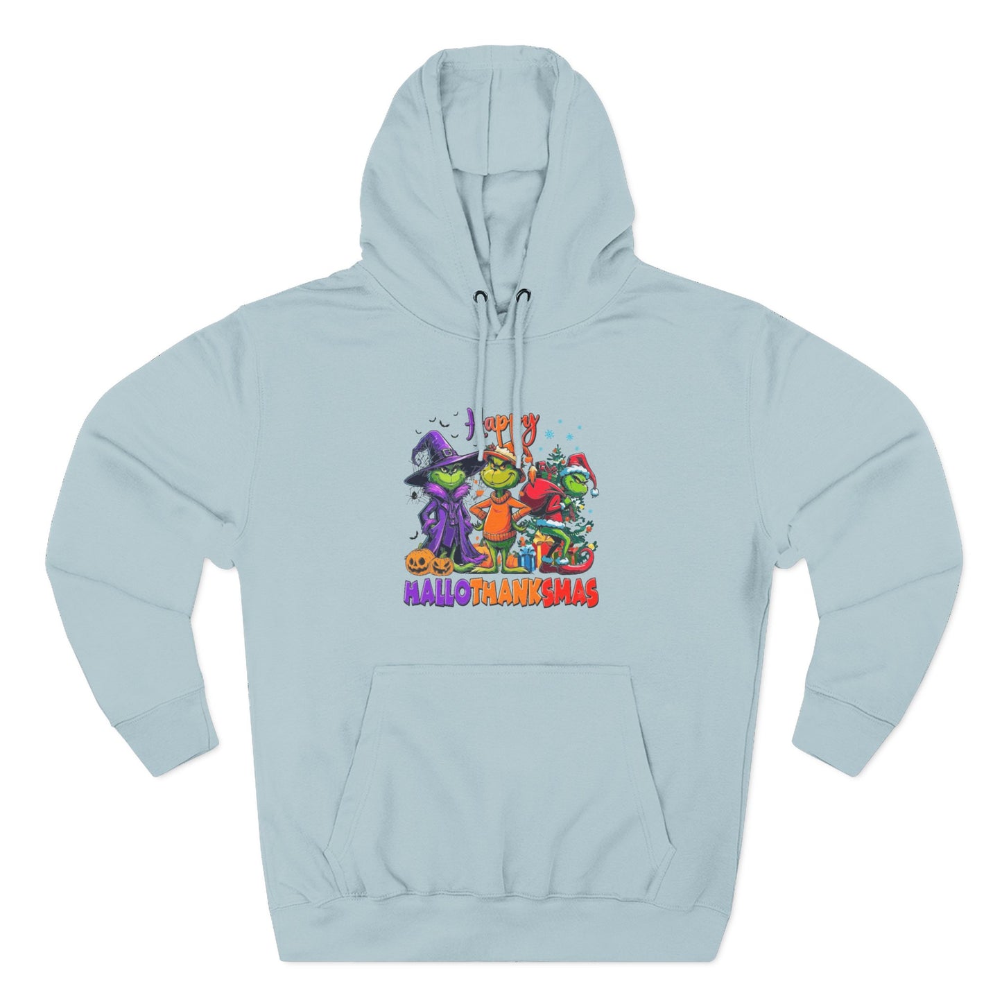 Fleece Hoodie: "Happy HalloThankMas"