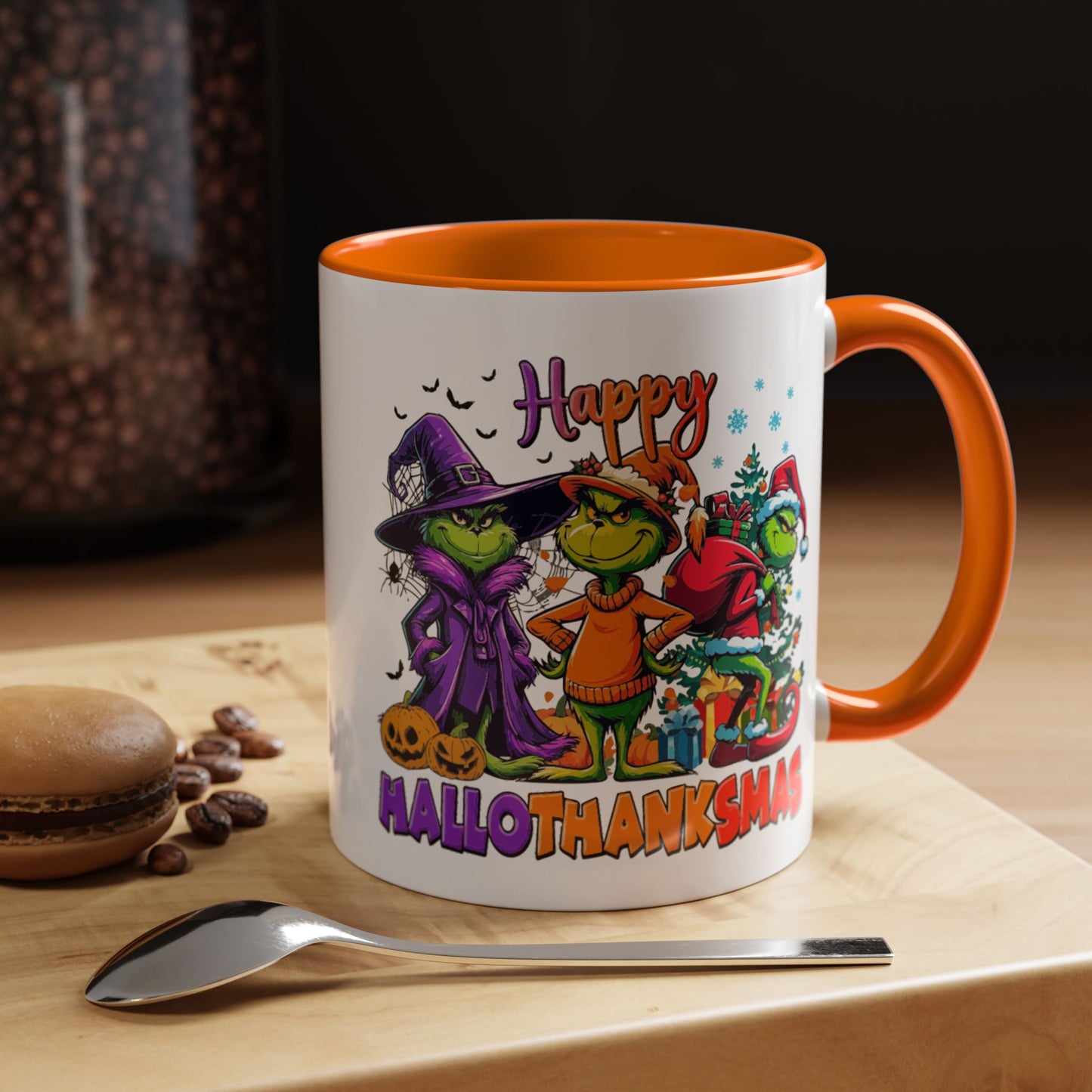 Coffe/Tea Mug: "Happy Hallothanksmas"