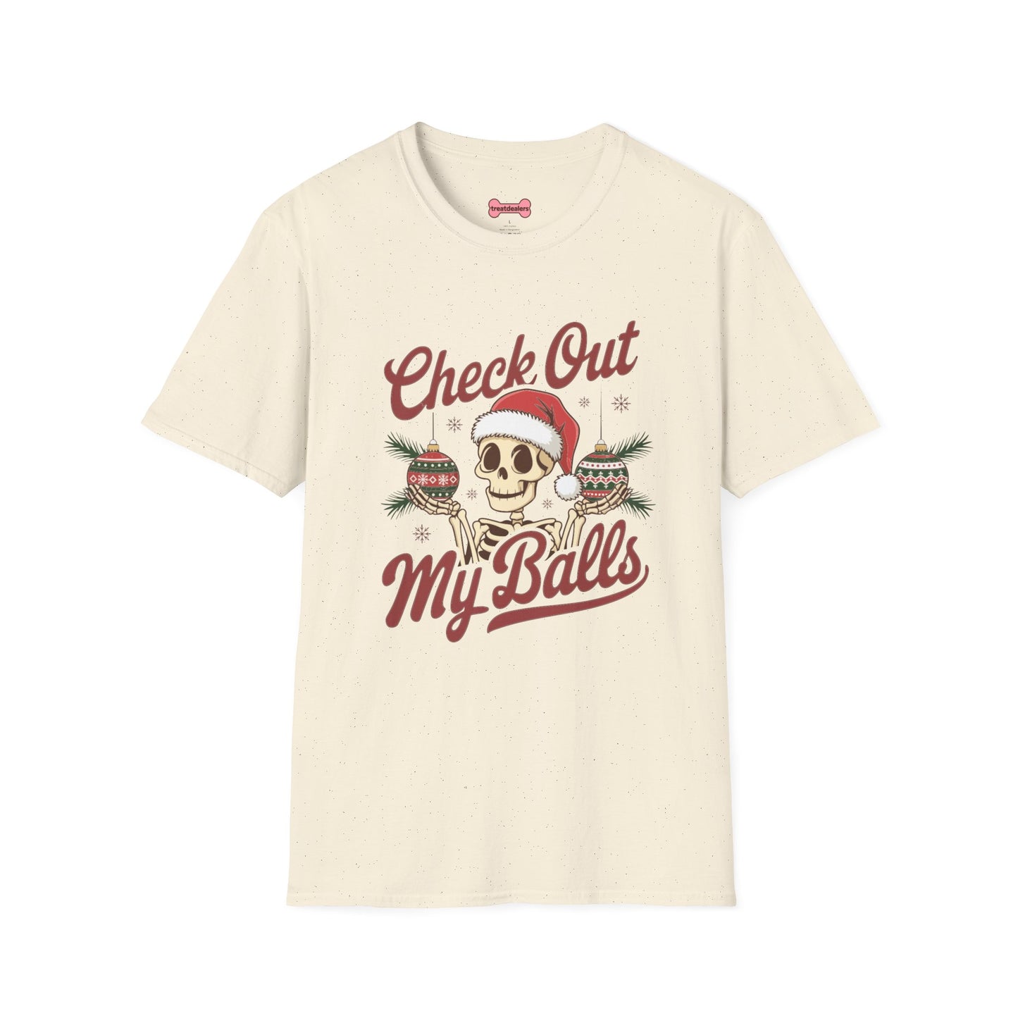 Christmas Unisex T-Shirt 'Check out my balls' Funny Holiday Shirt